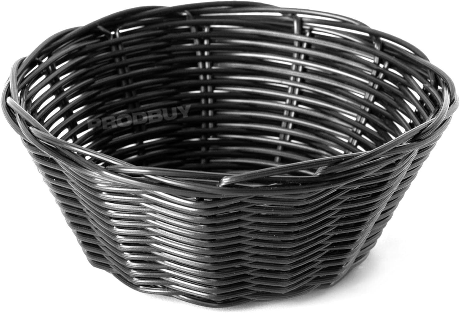 [Pack of 2] Small 18cm Round Black Wicker Poly Rattan Fruit Baskets