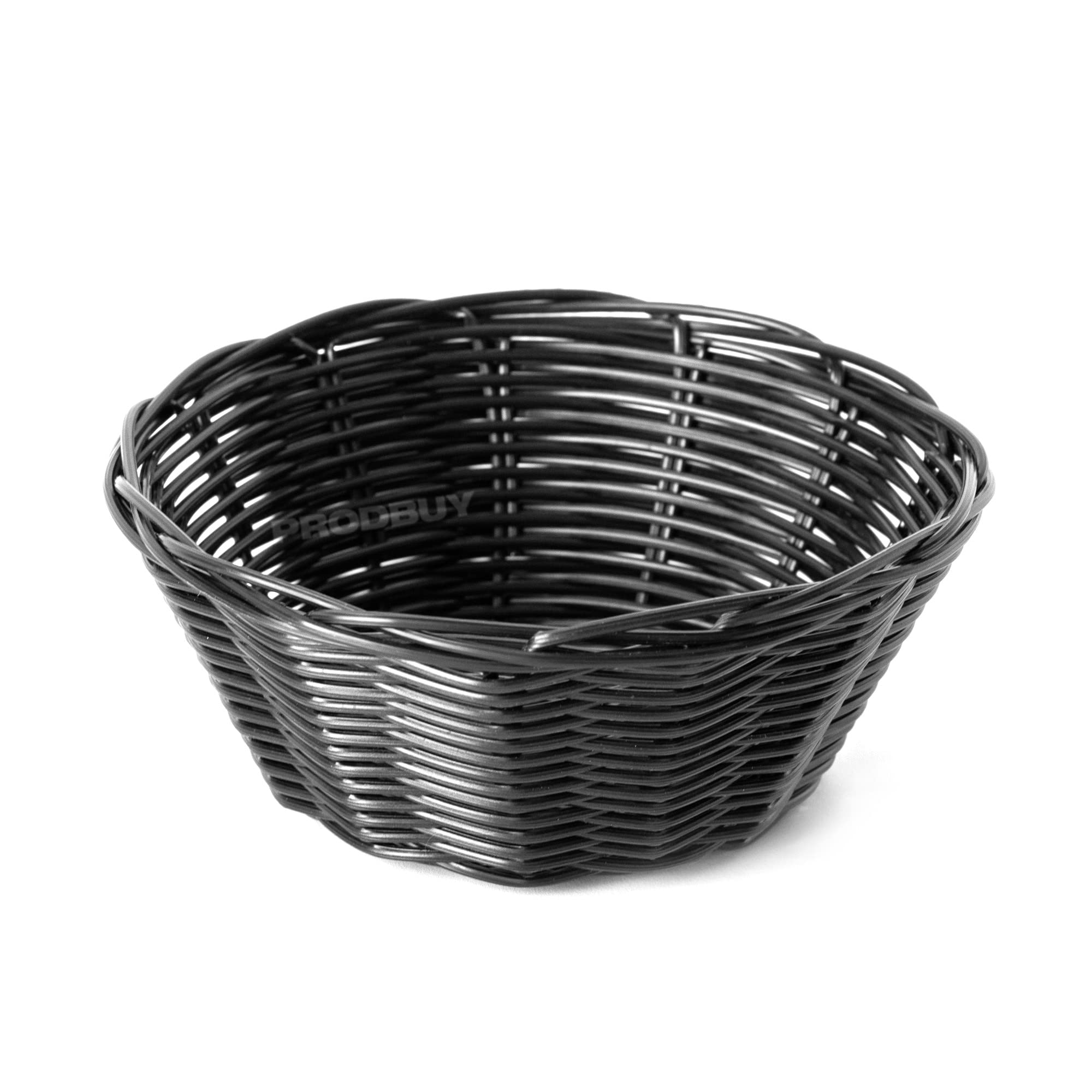 [Pack of 2] Small 18cm Round Black Wicker Poly Rattan Fruit Baskets