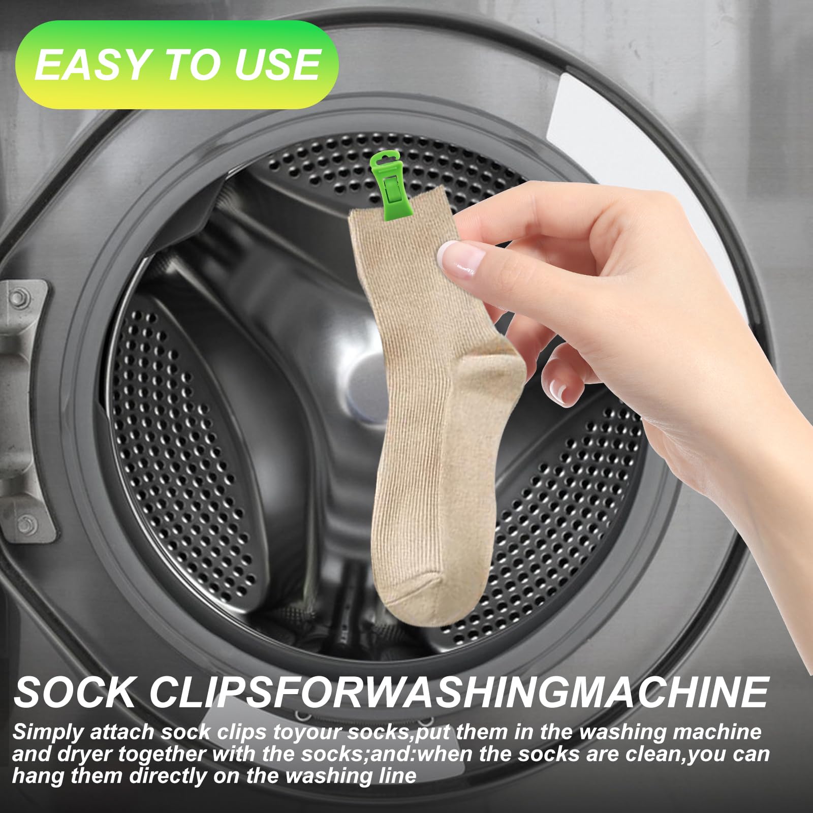 Sokkenklemmen voor wasmachine en droger, 50 stuks, sokkenhouders, sokkenclips, mini-wasknijpers met haken, sokkensorteerder (kleurrijk