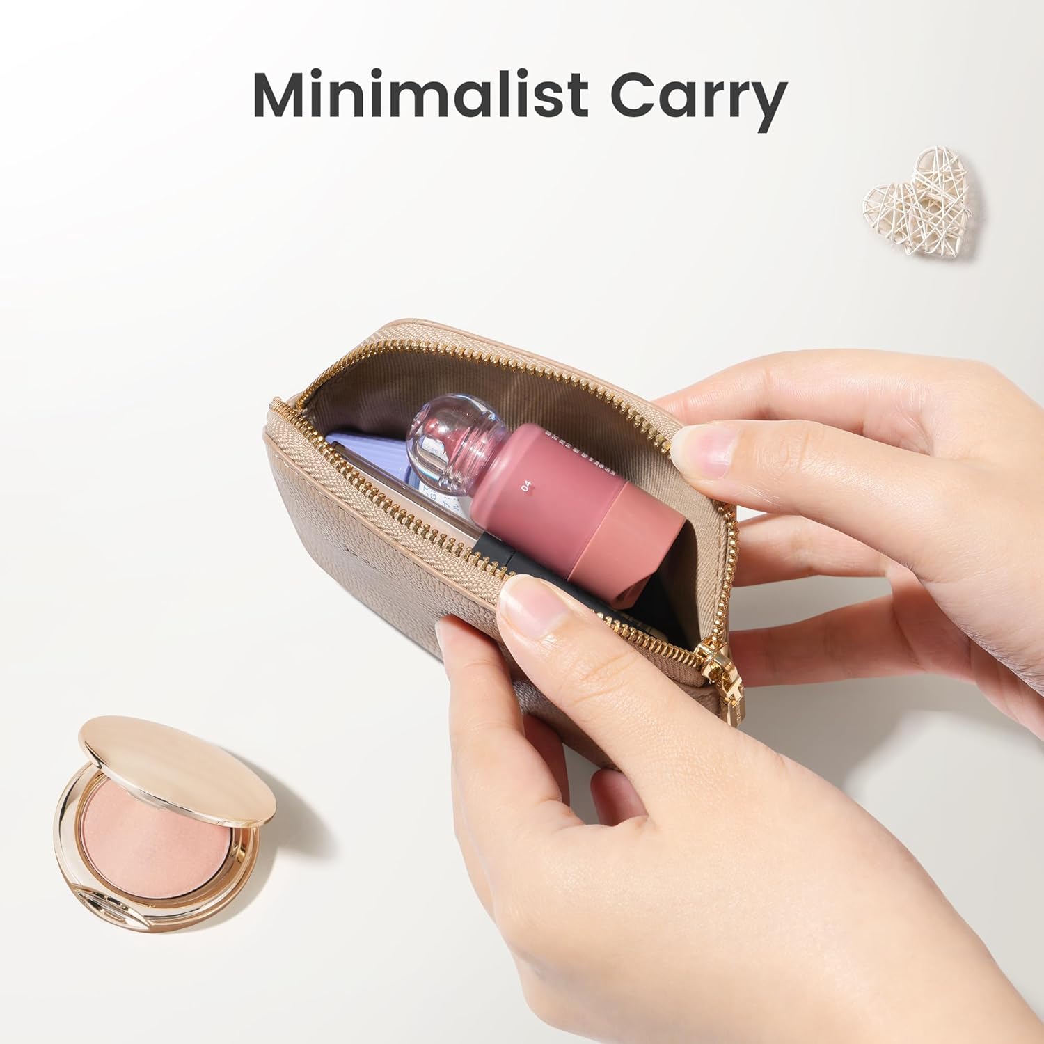 ROWNYEON Small Makeup Bag for Purse, Mini Portable Cosmetic Bags for Women, PU Leather Coin Purse Lipstick Cosmetic Accessories Organizer, Travel Makeup Pouch Zipper Pouch for Men Women - Image 3