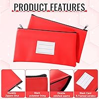 Vista 4 de Paterr 6 bolsas de dinero con cremallera, de piel sintética, bolsa de seguridad para dinero, soporte para recibos, cartera con etiqueta para dinero