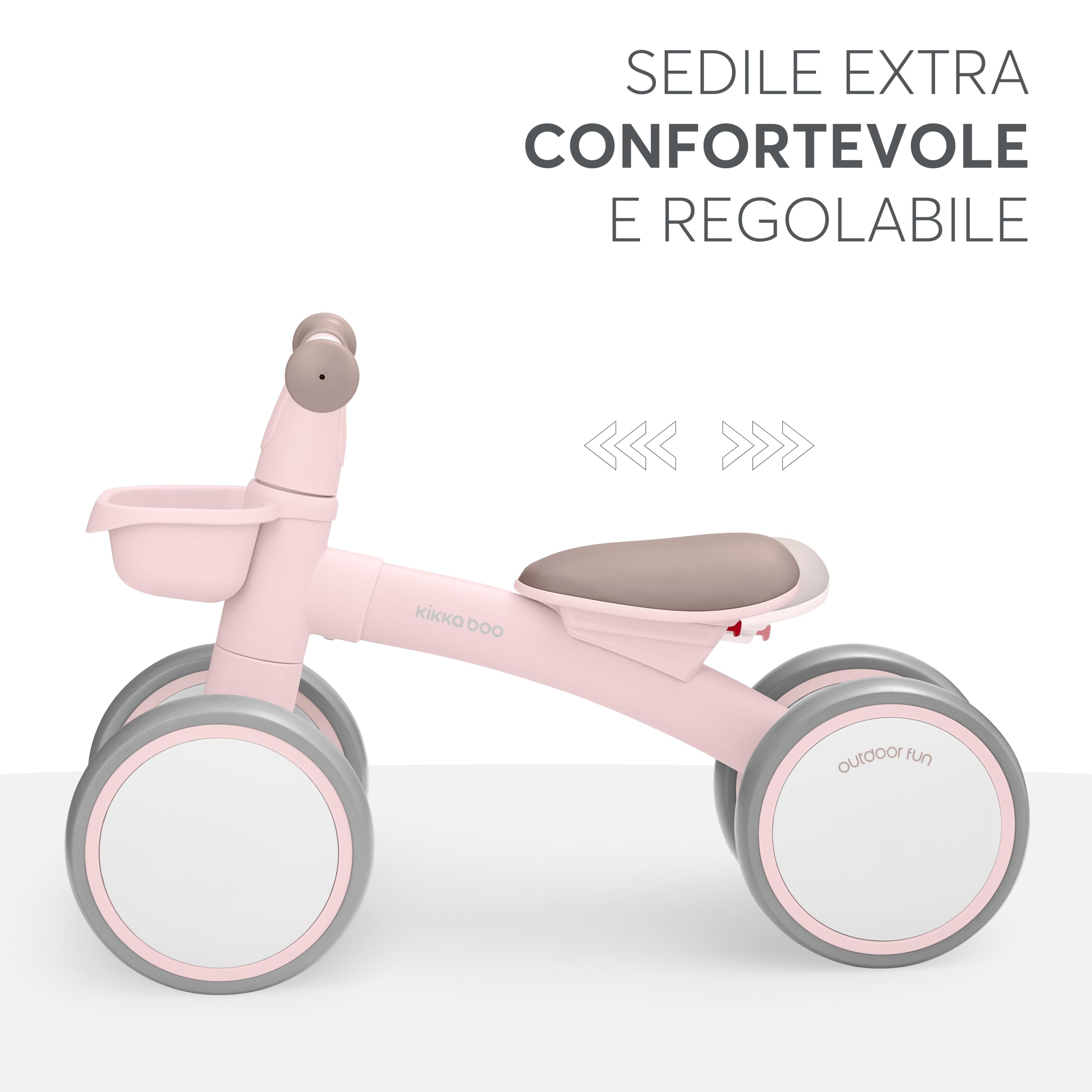 KikkaBoo Bicicleta Sin Pedales ZIPI, Correpasillos Bebé 1 Año, Bicicleta Equilibrio, Bici Bebé con Canasta, Ajustable, Juguete para Niños, Regalo Bebé, Rosa