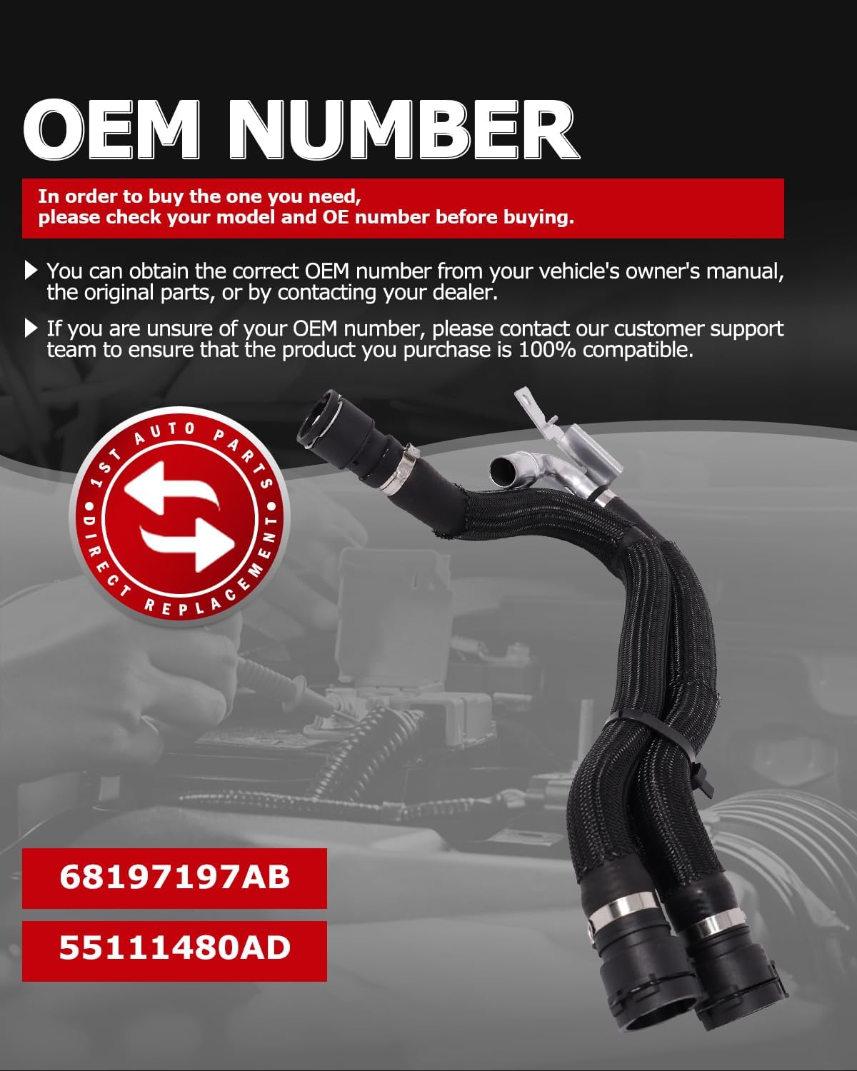 1ST 68197197AB HVAC Engine Heater Hose Assembly Compatible with Dodge Dart 2.0L 2.4L 2013-2016 Air Conditioning Heater Supply and Return Hose, Replaces OE: 55111480AD