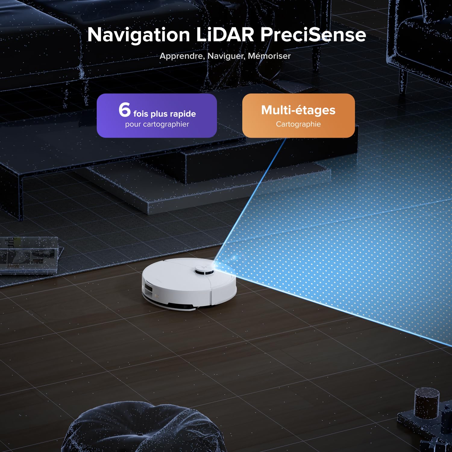 roborock Q10 S5+ Aspirateur Robot Laveur avec Station, 10000 Pa Aspiration, Vidage Automatique, Double Anti-emmêlement, Système VibraRise 2.0, Navigation & Cartographie, Évitement d'obstacles, APP
