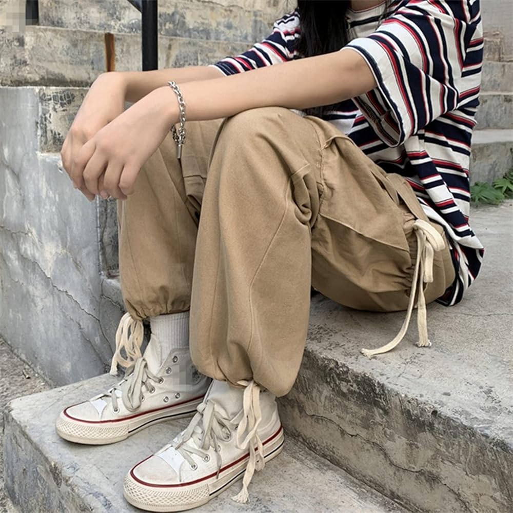 Skateboard Frog Women Cargo Pants with Drawsting Waist