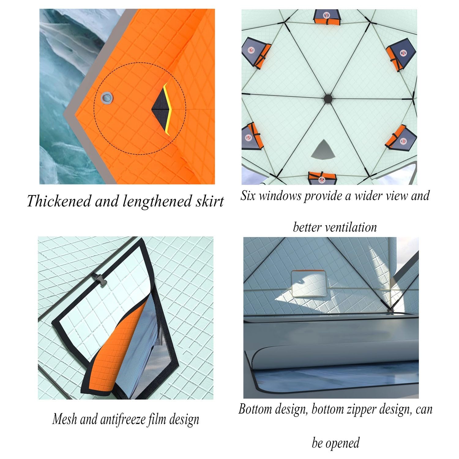 SciAza ice Fishing Tent ice Fishing shelter Insulated 6-8 Person Outdoor Warm and Anti-Cold Ice Fishing Tent with Ice Fishing Mat(Color:2)