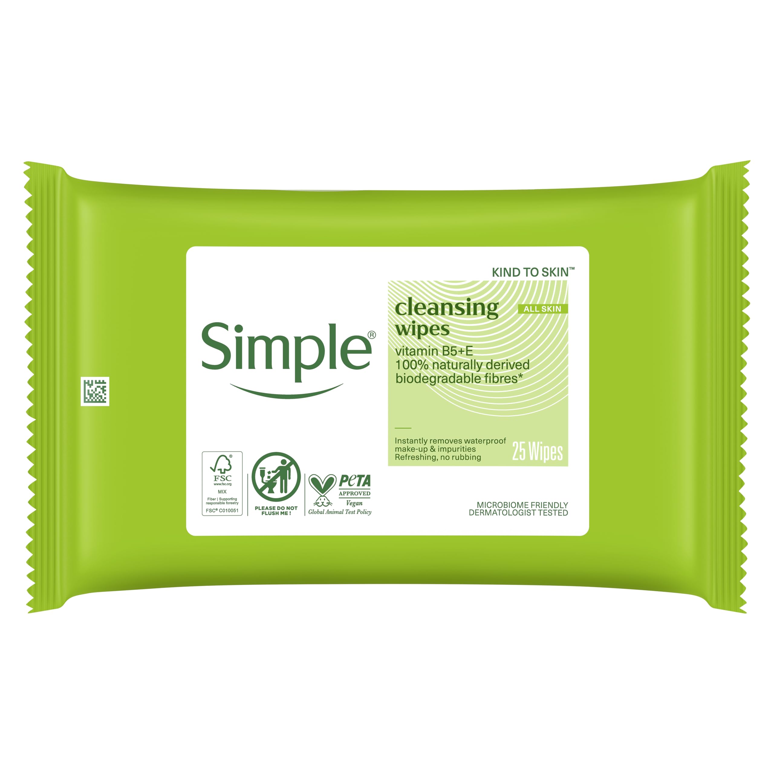 Simple Kind to Skin Double Sided Biodegradable Facial Wipes - 10x 25 Pc