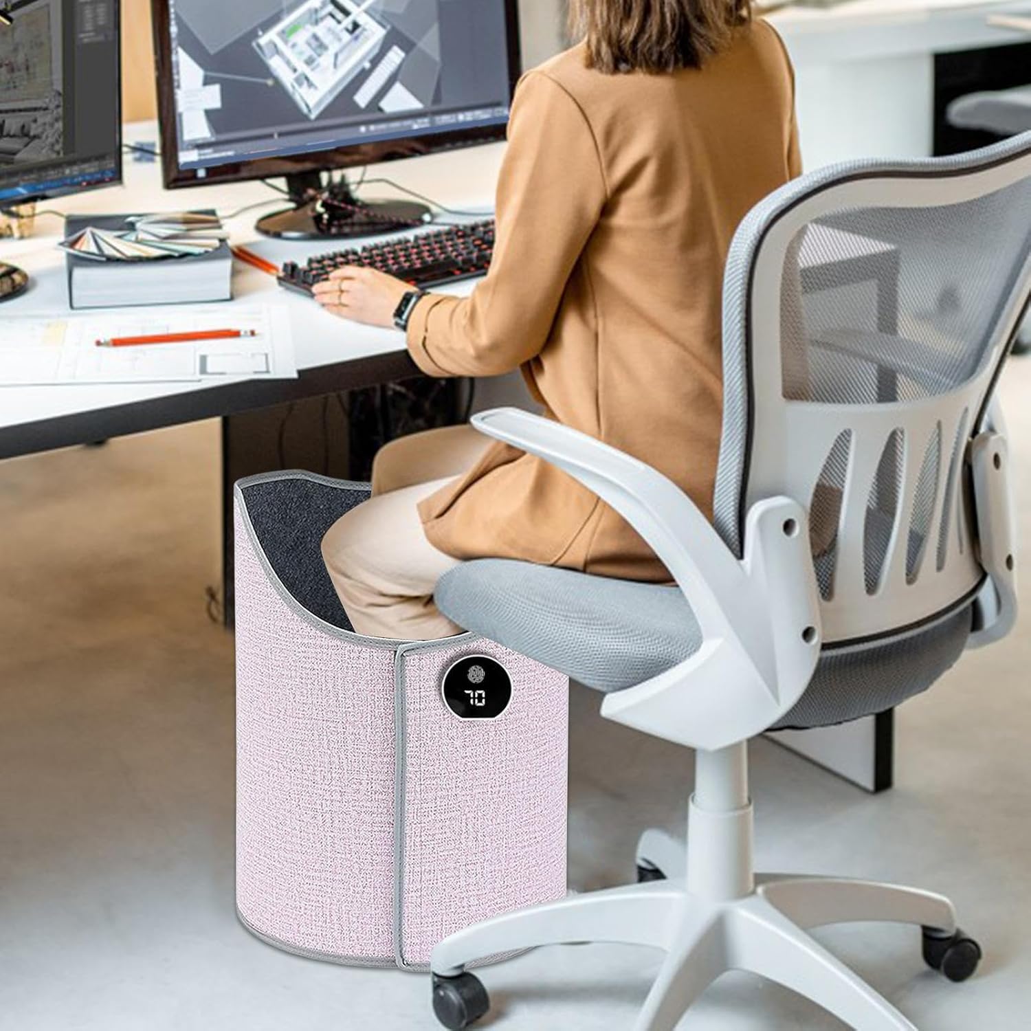 Under Desk Foot Sleeve – Adjustable Heated Wrap, Multi Level Leg Warmer, Foot Cover, Comfort Gear | Portable Leg Heating Device Durable Fabric Build with Easy Fit for Bedroom Outdoor