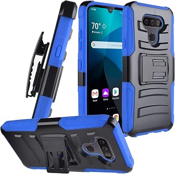 for LG Harmony 4, Xpression Plus 3, LG Premier Pro Plus - Phone Case w/Belt Clip Holster - CV1 Blue