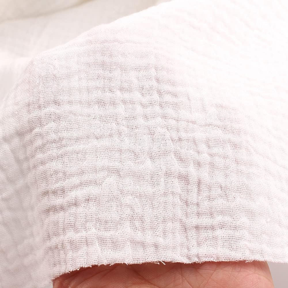 Wrinkle Gauze Cotton Material Quilting Sewing Craft Fabric Table Runners Decor Cloth for Party, Wedding Cheesecloth Kitchen Cooking (5 Yard, Beige)