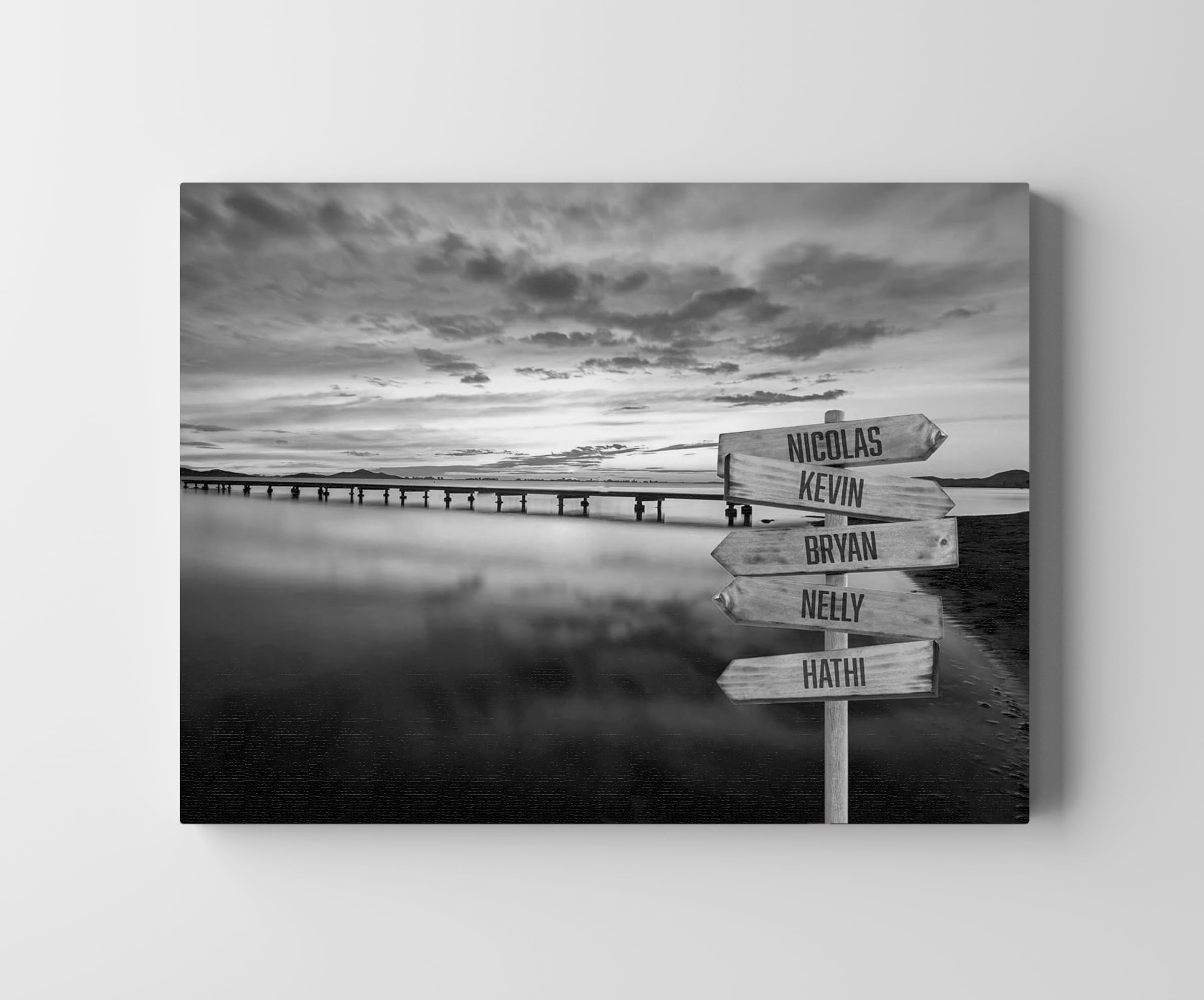 CREATIVA DIGITAL Cuadro Personalizado Multinombre | 5 Nombres | 40 x 30 cm | 100% a tu Gusto | Lona y Madera | Ideal para Sorprender a tu Familia | Excelente para Decorar el Salón