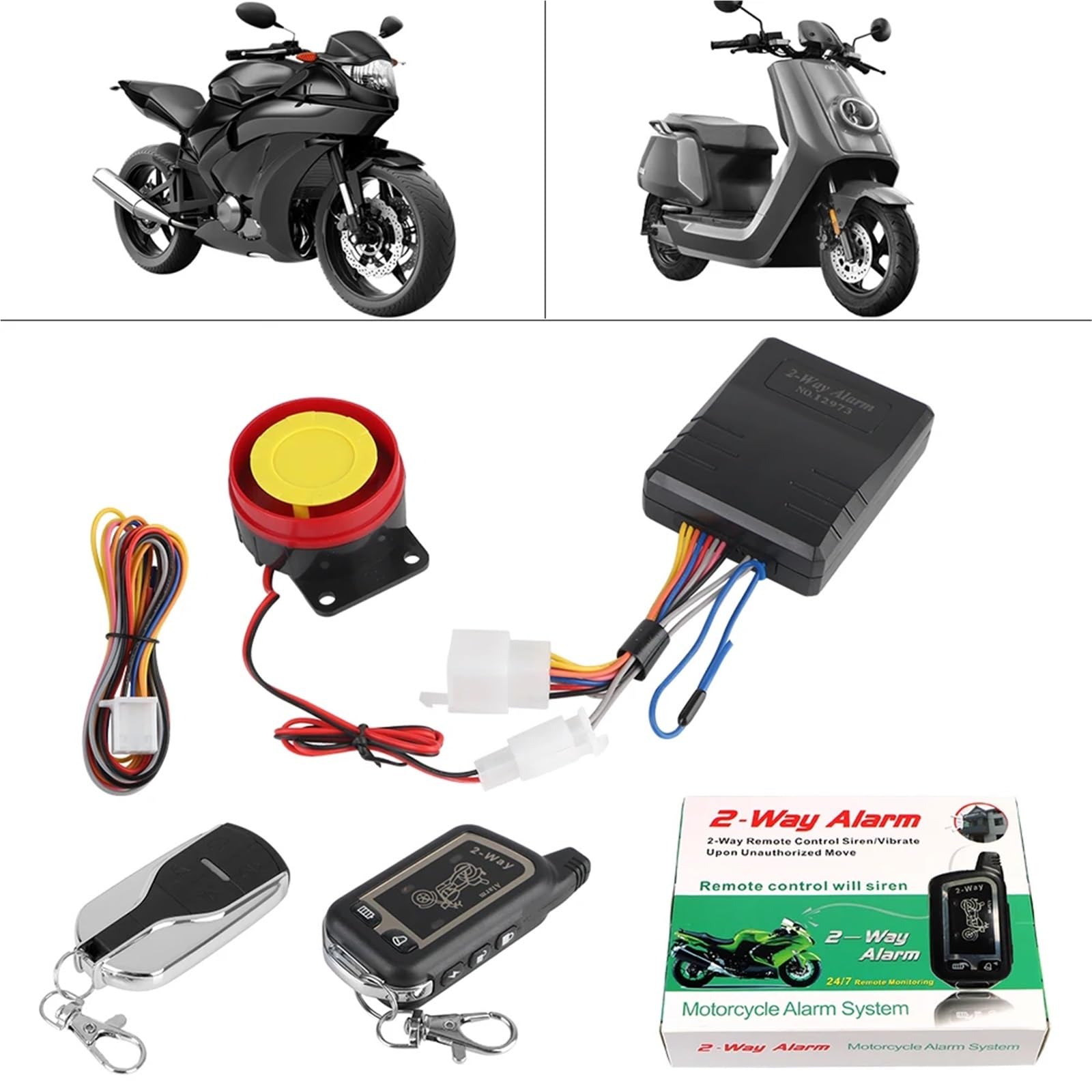 blokada motocykla 125dB E-bike Scooter Motocykl System bezpieczeństwa Motocykl 2-drożny system alarmowy 12V Uniwersalna ochrona antykradzieżowa