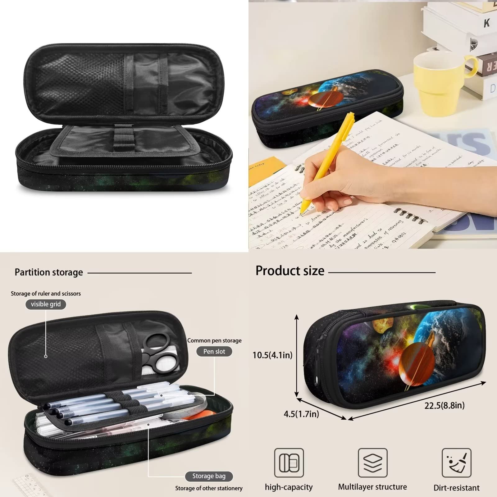 POLERO Mochila escolar de caballos para niños, juego de bolsas de almuerzo, estuche para lápices, 3 piezas, bolsas escolares, Sistema Solar, Talla única, Mochila infantil