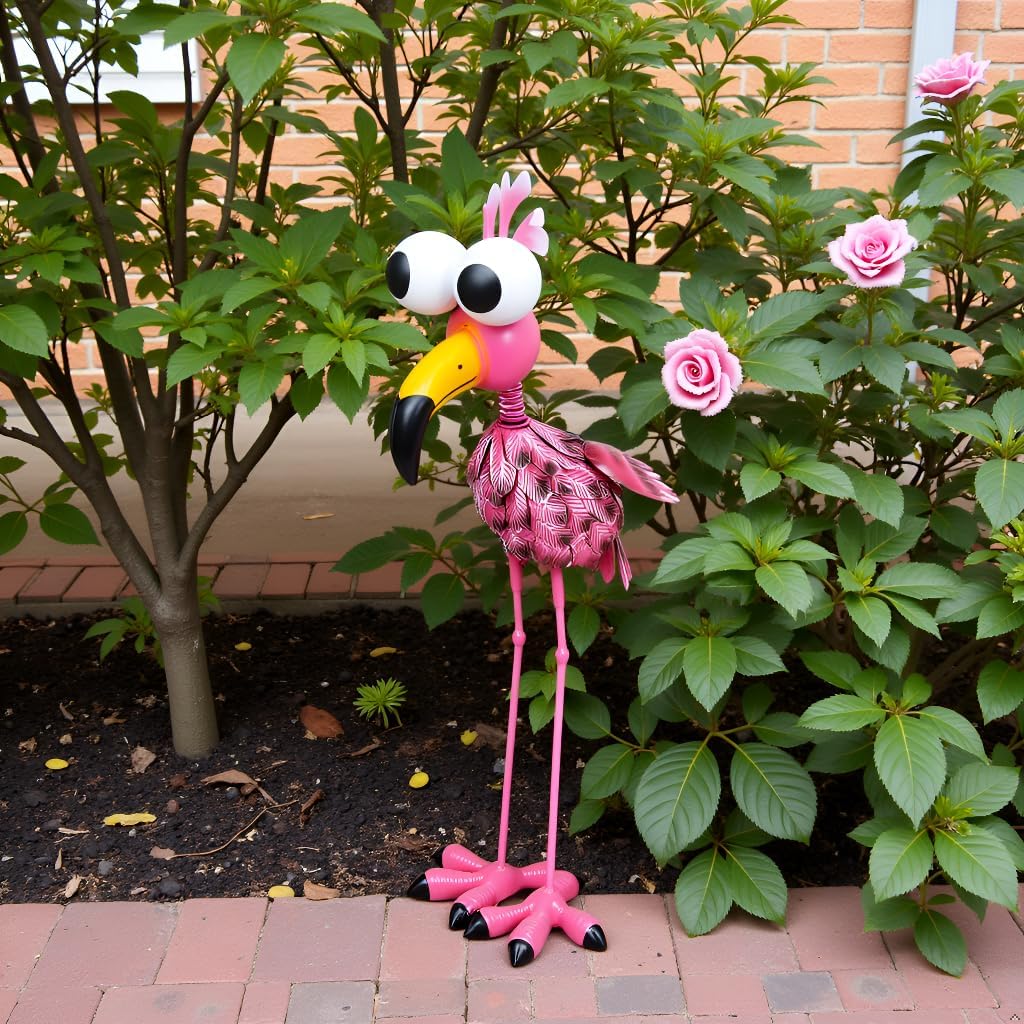 Large Flamingo Garden Statue, Metal Flamingo Outdoor Staute Waterproof, Pink Flamingo Yard Art Sculptures Decor for Yard, Lawn, Patio, Backyard - Image 4