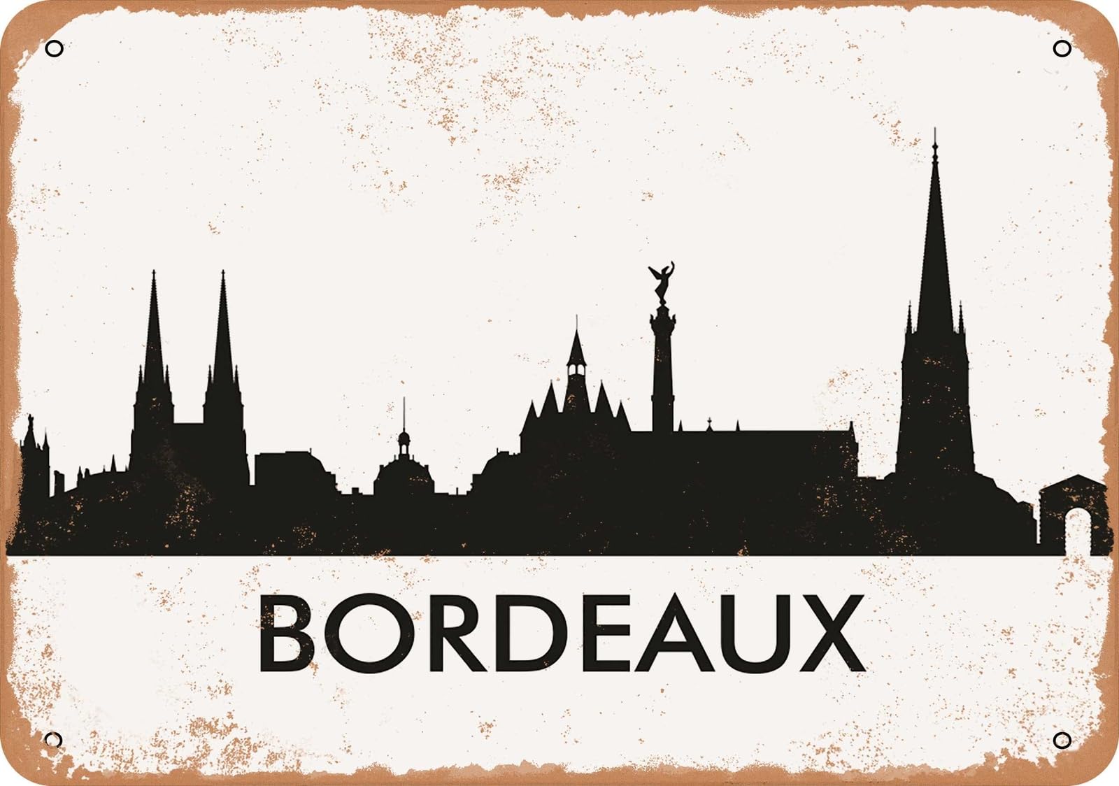 Miaomansenstore Metal Sign - Bordeaux Skyline - Vintage Look Home Decor