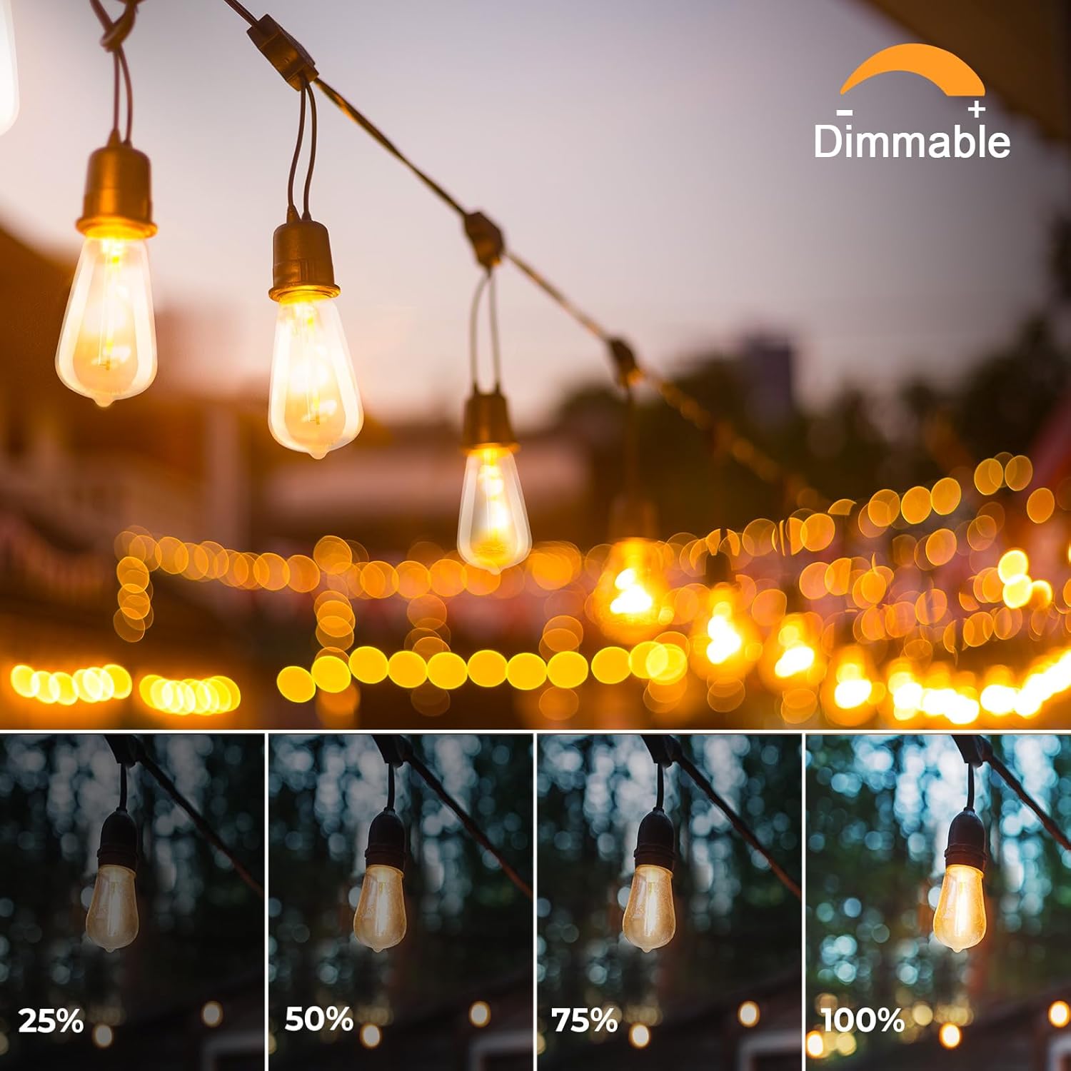 48 Pack ST38 LED Replacement String Light Bulbs, 1Watt Equivalent to 7Watt Traditional Bulb, Shatterproof E12 LED Bulb for Outdoor Patio Garden Vintage String Lights, 2700K, Dimmable - Image 5