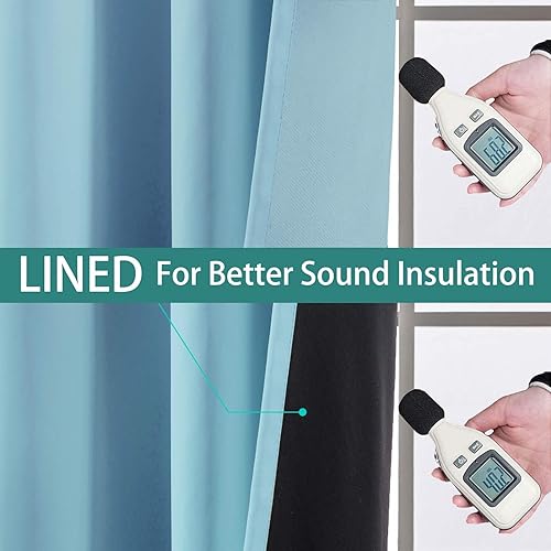 Miniatura 4 de Yakamok Cortinas 100% opacas con aislamiento térmico de ahorro de energía, 2 capas gruesas, completamente opacas con forro negro para dormitorio (42