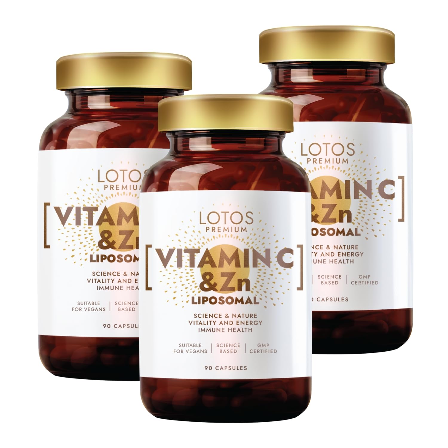 Vitamin C mit Zink - Für Immunsystem & Zellschutz - Liposomale Technologie garantiert volle Vitaminaufnahme - 90 Kapseln 3er-Pack - Vegan, Hochdosiert - GMP Qualität - Keine Zusatzstoffe