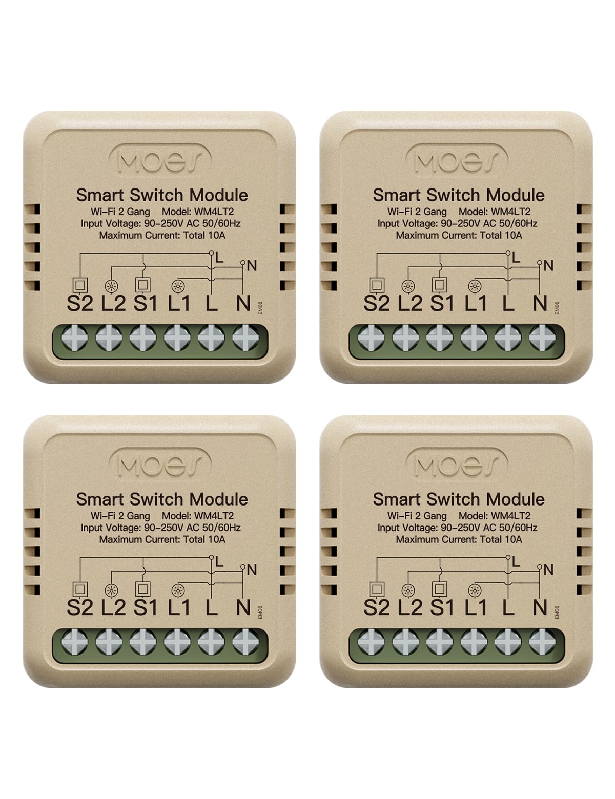 MOES Interruptor Inteligente Wifi, 2 Vía | MINI Smart Switch, Módulo Interruptor, Control Tuya/Smart life APP, Compatible Alexa, Google Home