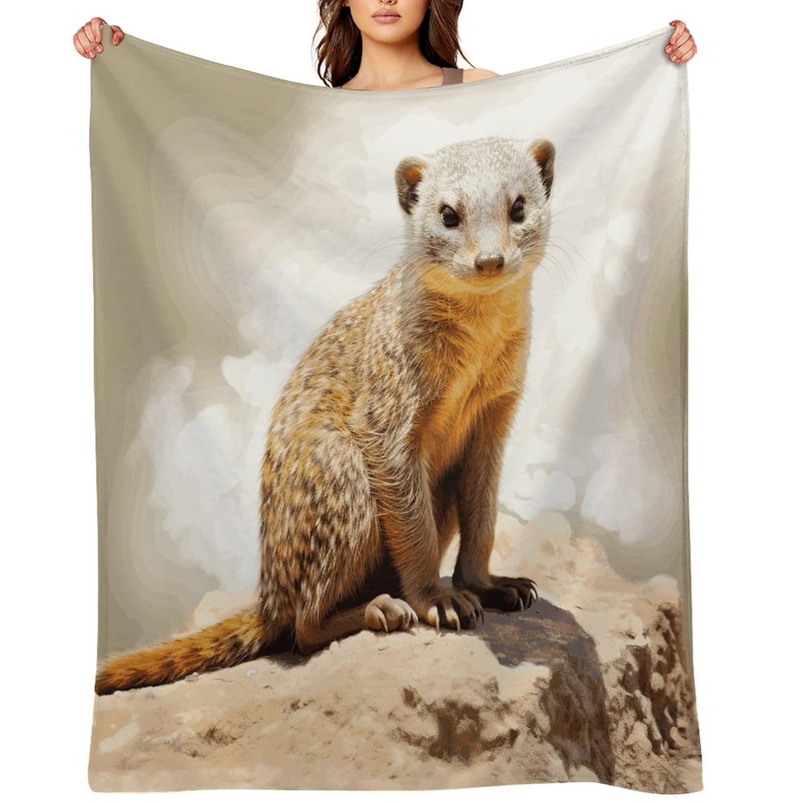 Flannel Wild Meerkats Throw Blanket for Couch Super Soft Fuzzy Cozy Flannel Blankets No Shed No Pilling FAnti-Static Winter Bed Blanket Decorative and Giftable Blankets