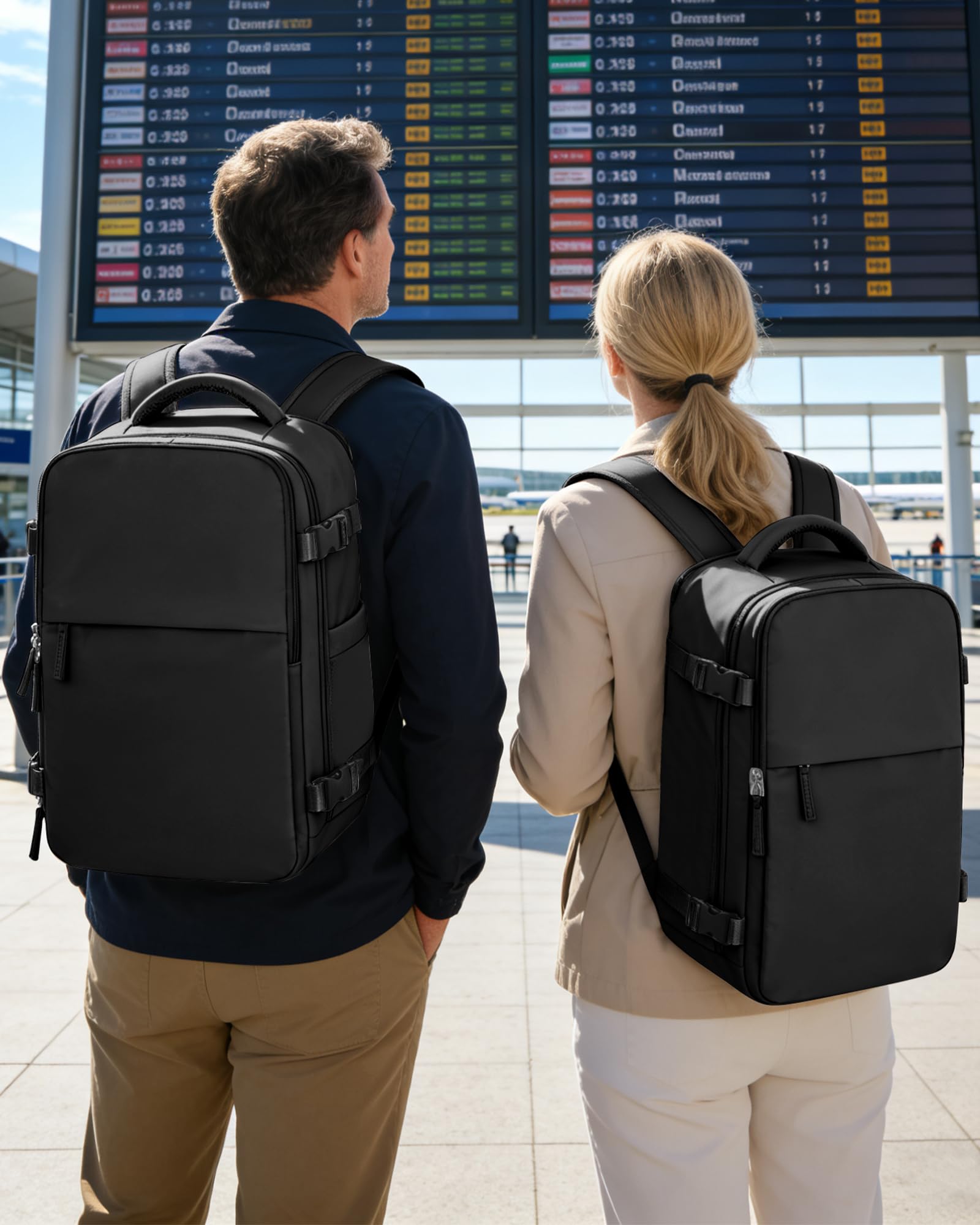 BJLFS Zaino da Viaggio con Sottovuoto Ryanair 40x30x20 Wizzair Bagaglio a mano 40x20x25 Ryanair con Pompa Borse da Cabina per Easyjet 45x36x20 con compressione sottovuoto,Zaino Casual per Laptop
