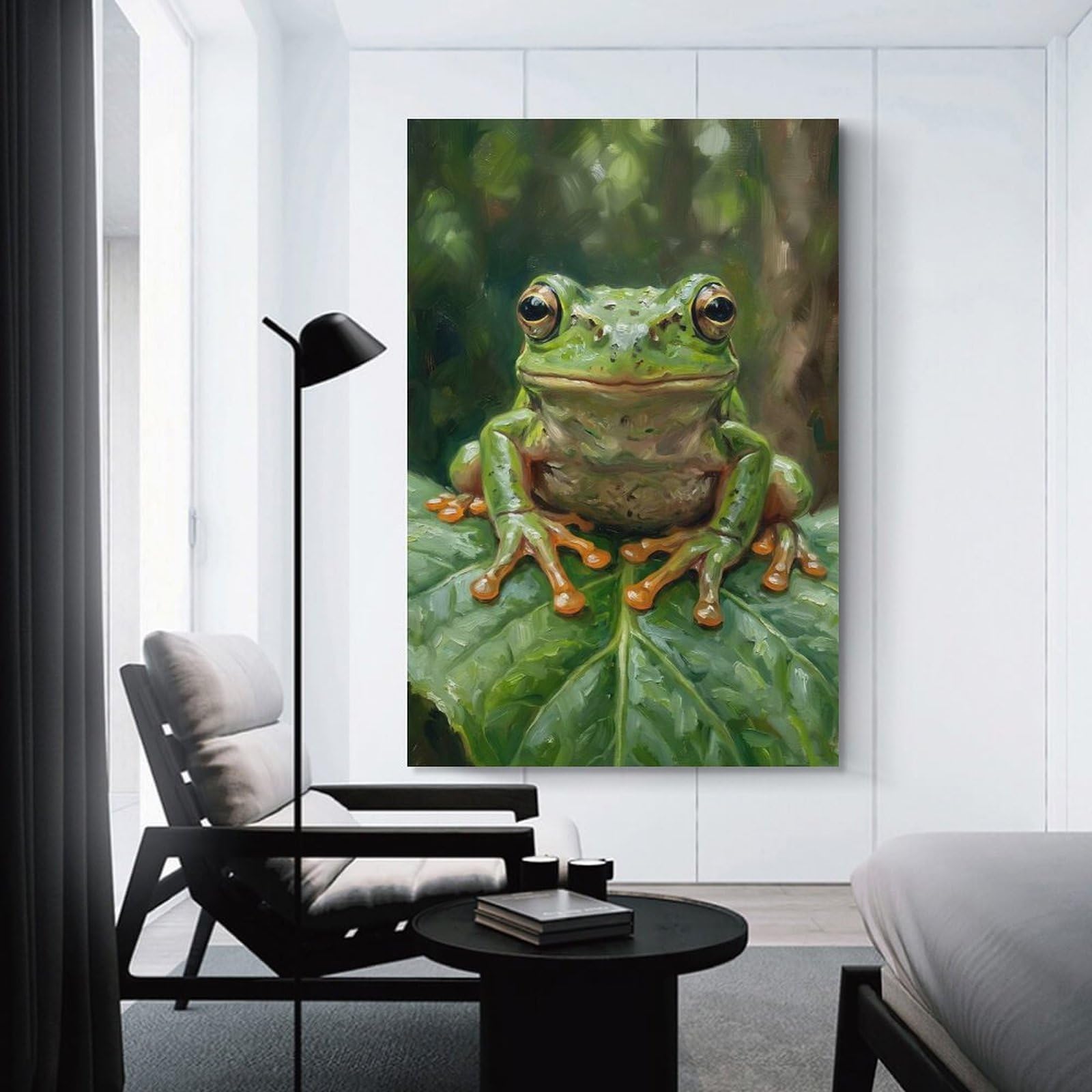 Junmoney Realistic Frog Painting Canvas Wall Picture 08x12inch(20x30cm), for Living Room, Bedroom Or Apartment Walls, Modern Wall Decor for Cosy Interiors