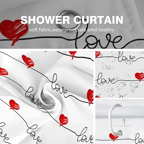 Miniatura 41 de Juego de cortinas de ducha de 72 x 72 pulgadas con 12 ganchos, cortina de ducha de tela de poliéster impermeable para decoración del hogar y baño