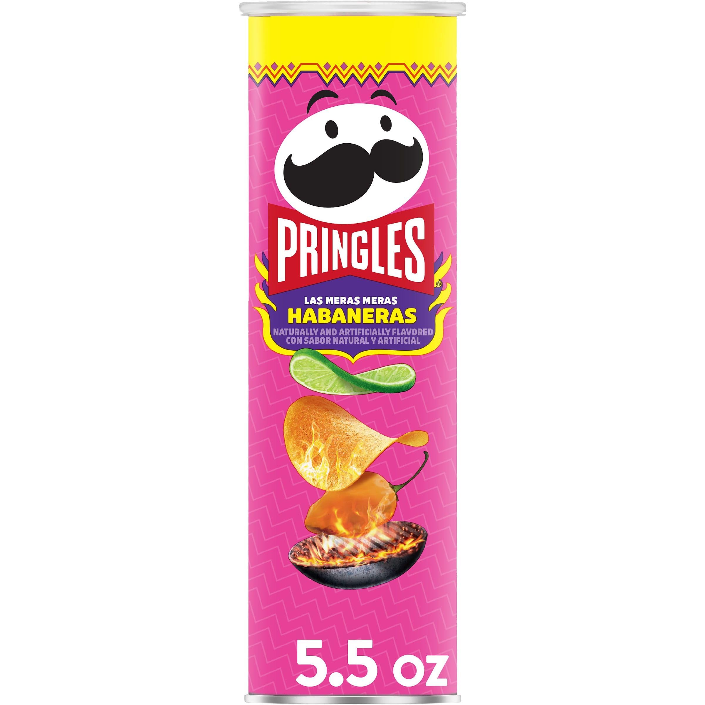 Pringles Potato Crisps, Lunch Snacks, On-the-Go Snack, Las Meras Meras Habaneras, 5.5oz Can (1 Can)