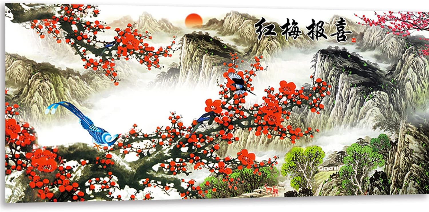 Instarry DIY 5D Diamond Painting Kits Full Drill Plum Bossom Mosaic Embroidery Living Room Bathroom Decor Wall Art 39.4x15.7 inch