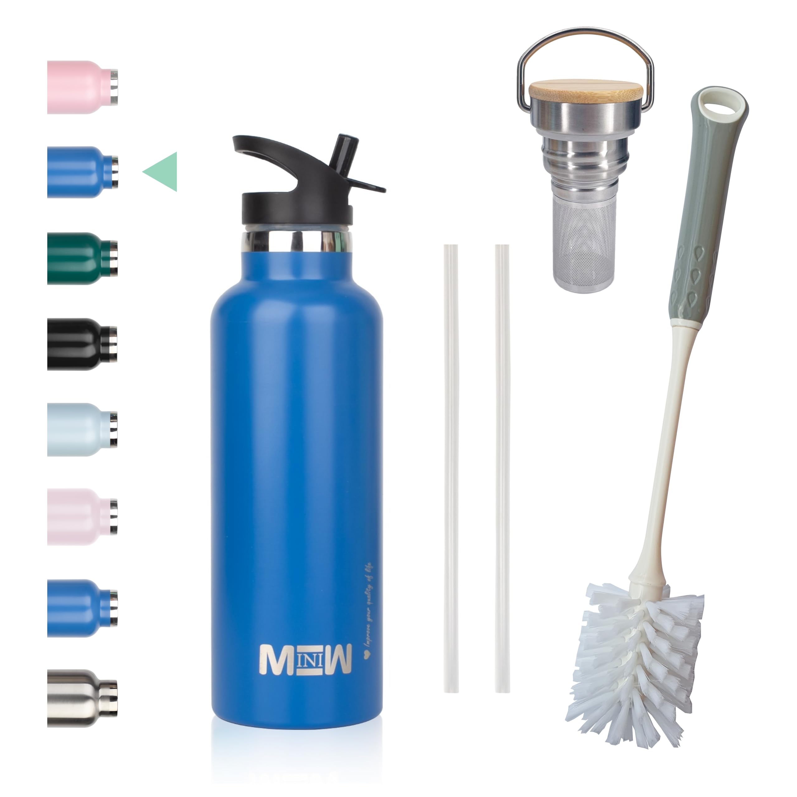 MINIW Stainless Steel Water Bottle, Blue, 500 ml