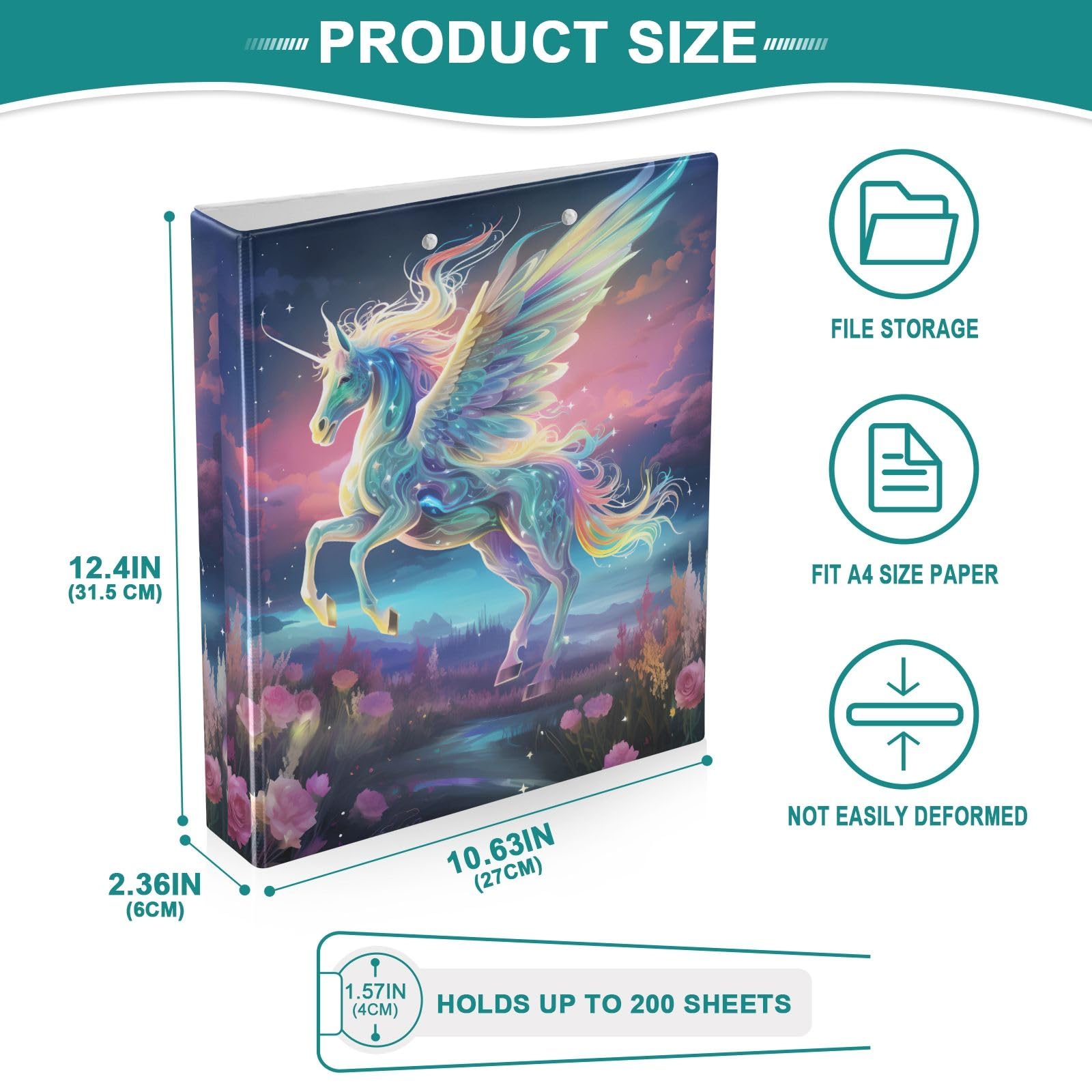 3 raccoglitori ad anelli Unicorn 1018 da 3,8 cm, con tasche interne trasparenti, per ufficio, scuola, lavoro, confezione da 2