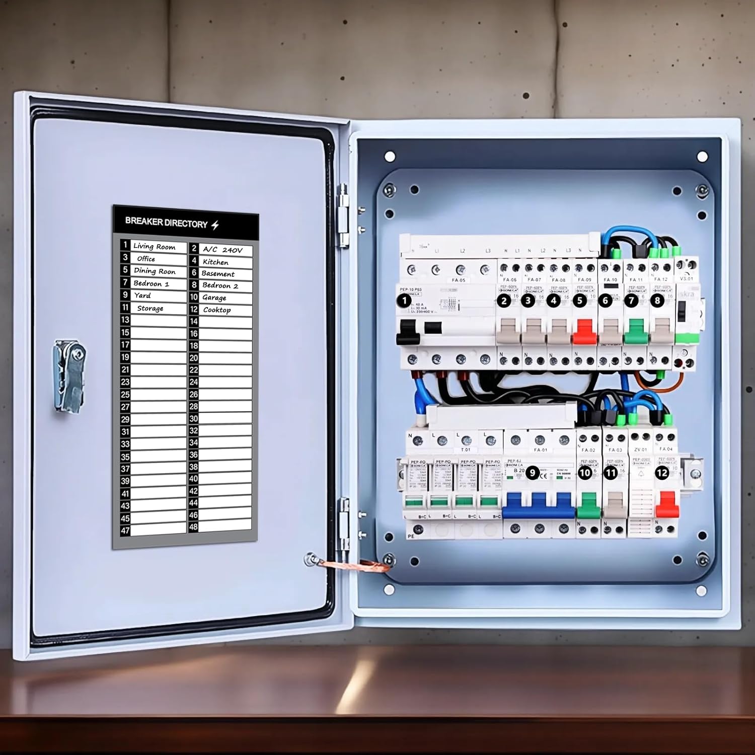 Electrical Panel Labels Kit – 48 Circuit Breaker Stickers, Premium Waterproof Easy-Read Fuse Box Labels with Directory Sheet & Cleaning Cloth for Home Garage (48 Circuits *Black) thumbnail