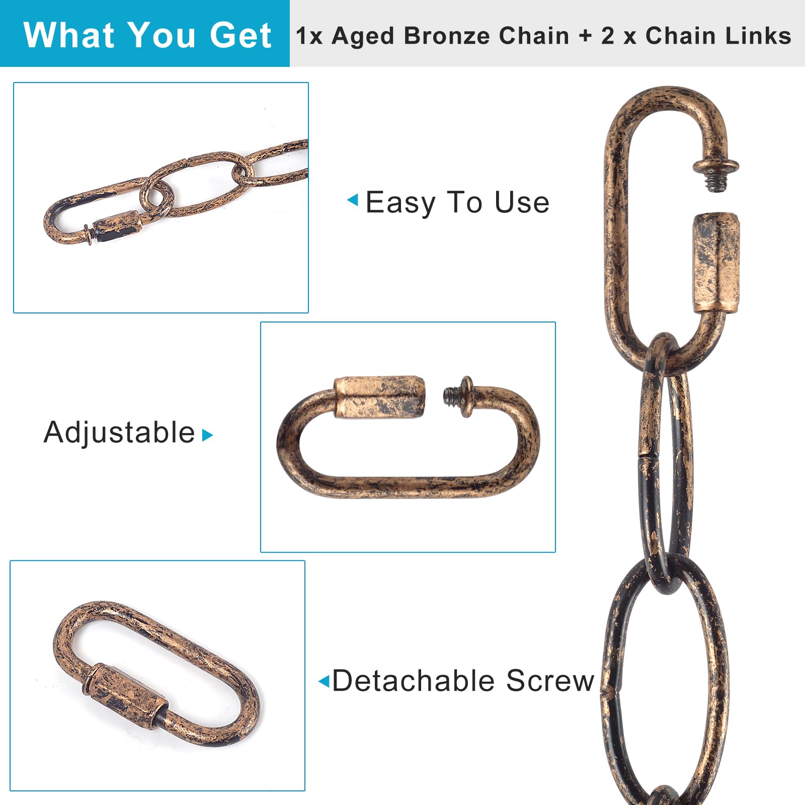 6.5 Feet Aged Bronze Finish Chandelier Chain (3mm) — Amazon image 6
