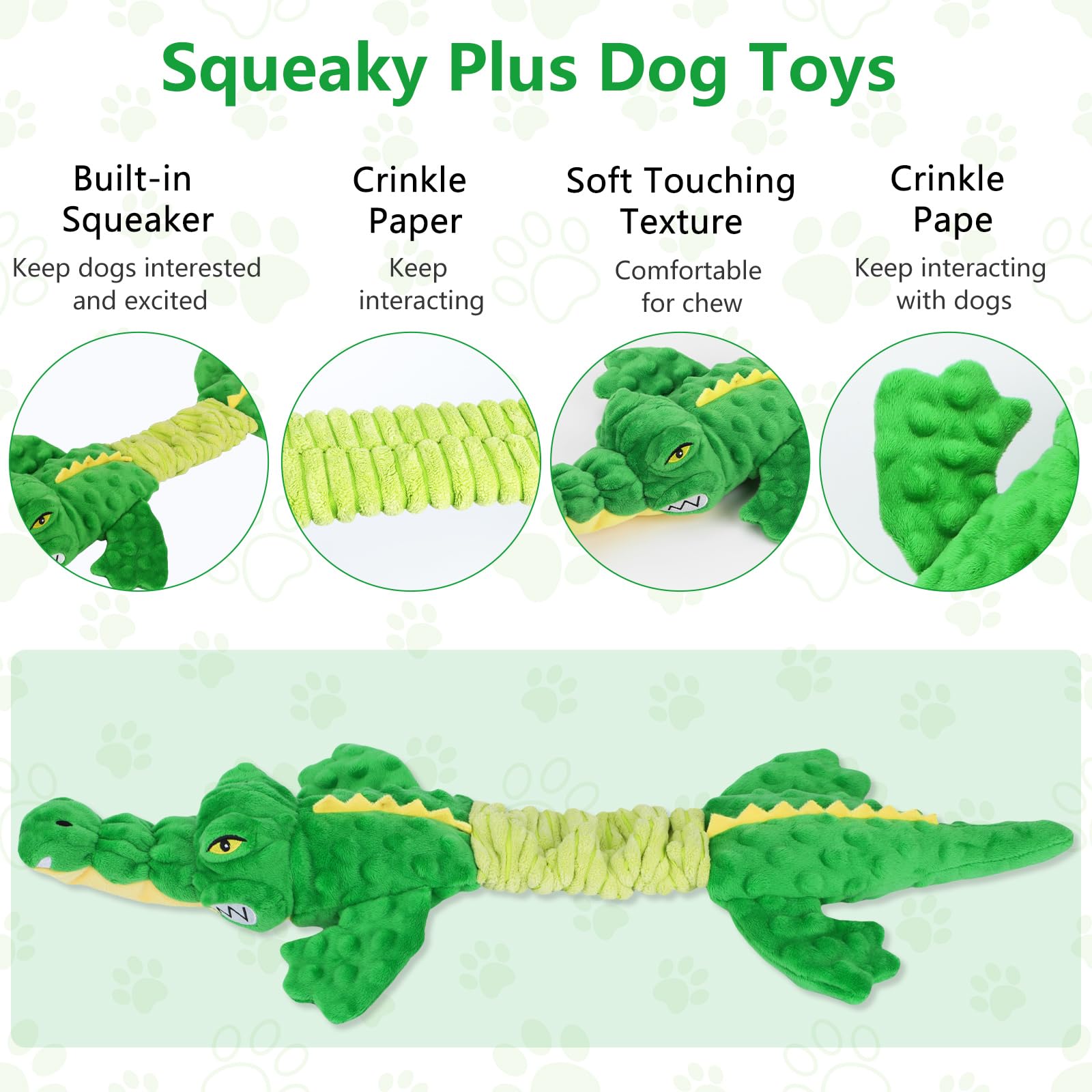 Juguetes grandes chirriantes para perros, juguetes interactivos para cachorros con papel arrugado, juguete para perros de tira y afloja, juguetes masticables de peluche para razas pequeñas, medianas y