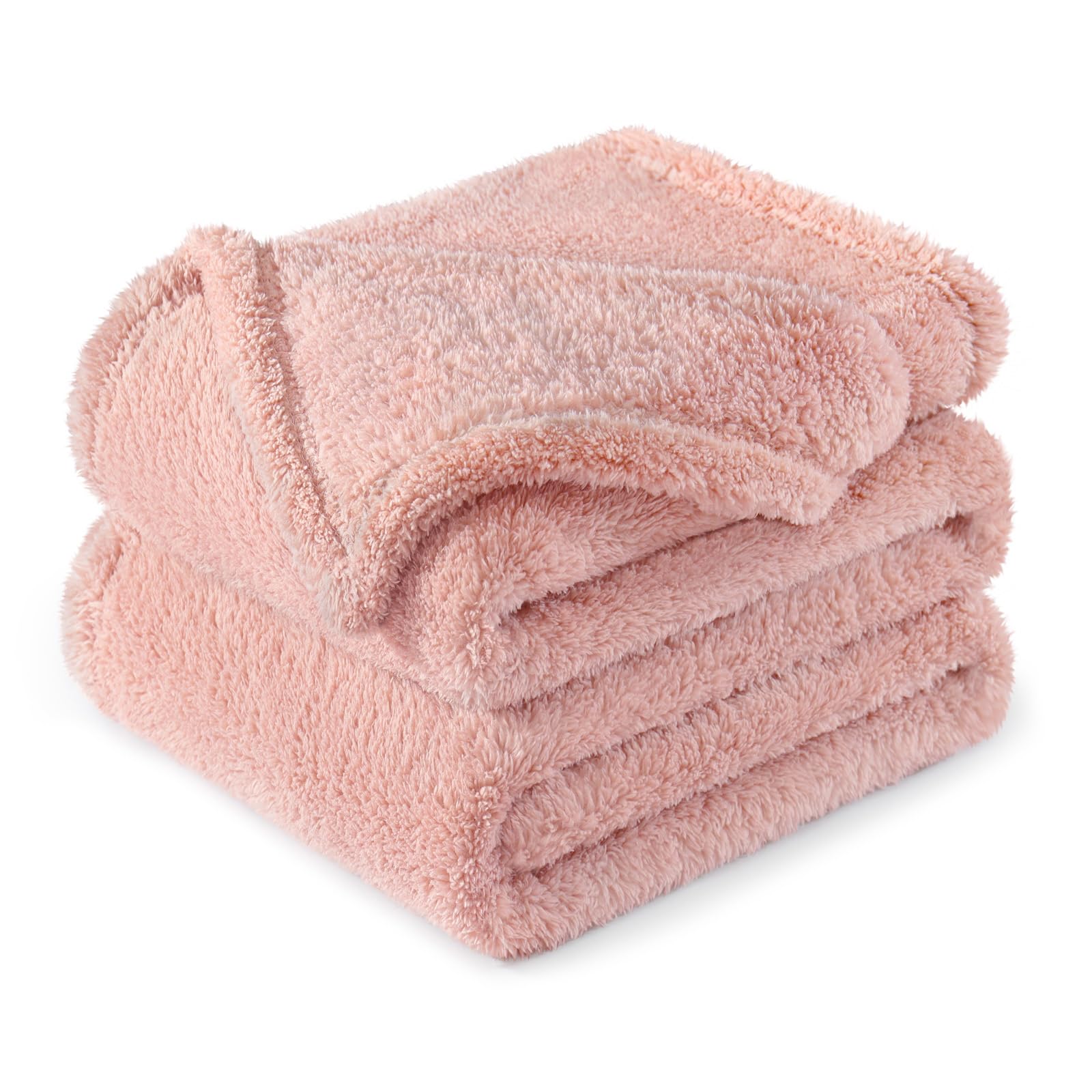 Exclusivo Mezcla Kuscheldecke Fleece Decke für Sofa, Flauschig Kuschelig und Warm Wohndecke Plüschdecke für alle Jahreszeiten, 130 x 150 cm, Rosa