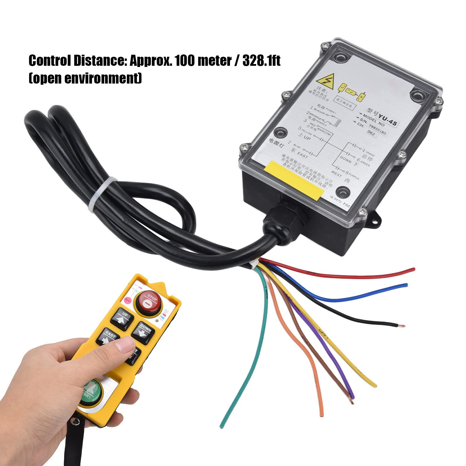 Telecomando per Gru di Sollevamento, Kit Trasmettitore Radiocomando per Paranco Elettrico a Canale Industriale a Maniglia Singola, Telecomando per Gru Senza Fili per Gru di Sollevamento(DC 24V)