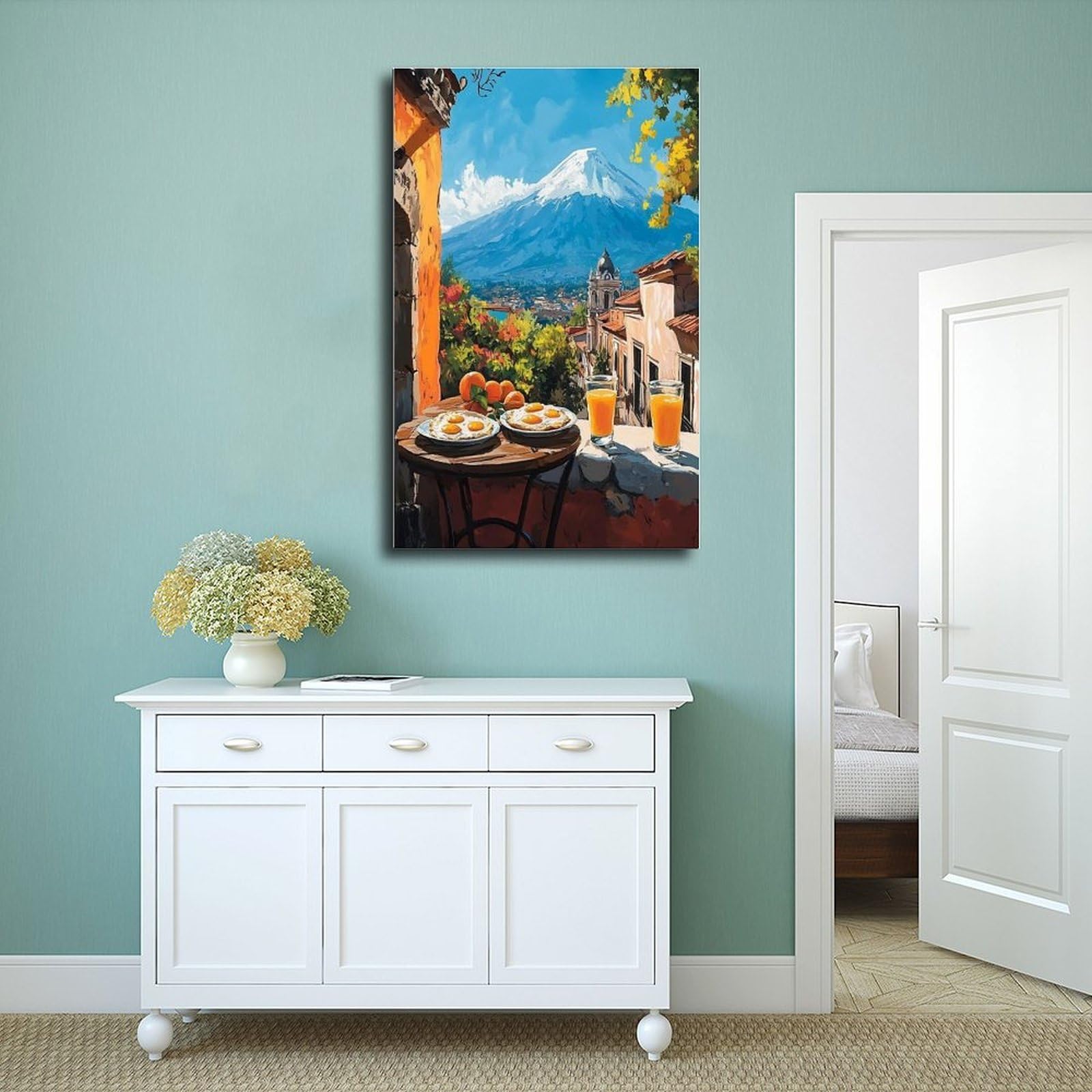 UTGN Huevos Rancheros - Poster su tela, decorazione per camera da letto, motivo: Rancheros, decorazione per la camera da letto, 60 x 90 cm