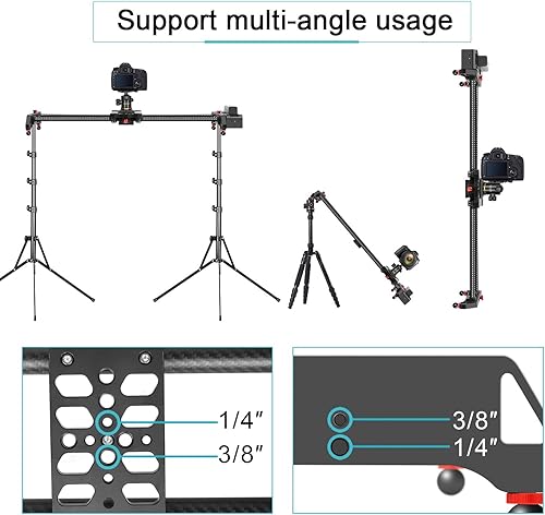 Miniatura 7 de GVM - Deslizador de cámara motorizada, 31 pulgadas, inalámbrico, de fibra de carbono, con control de aplicación, lapso de tiempo motorizado y