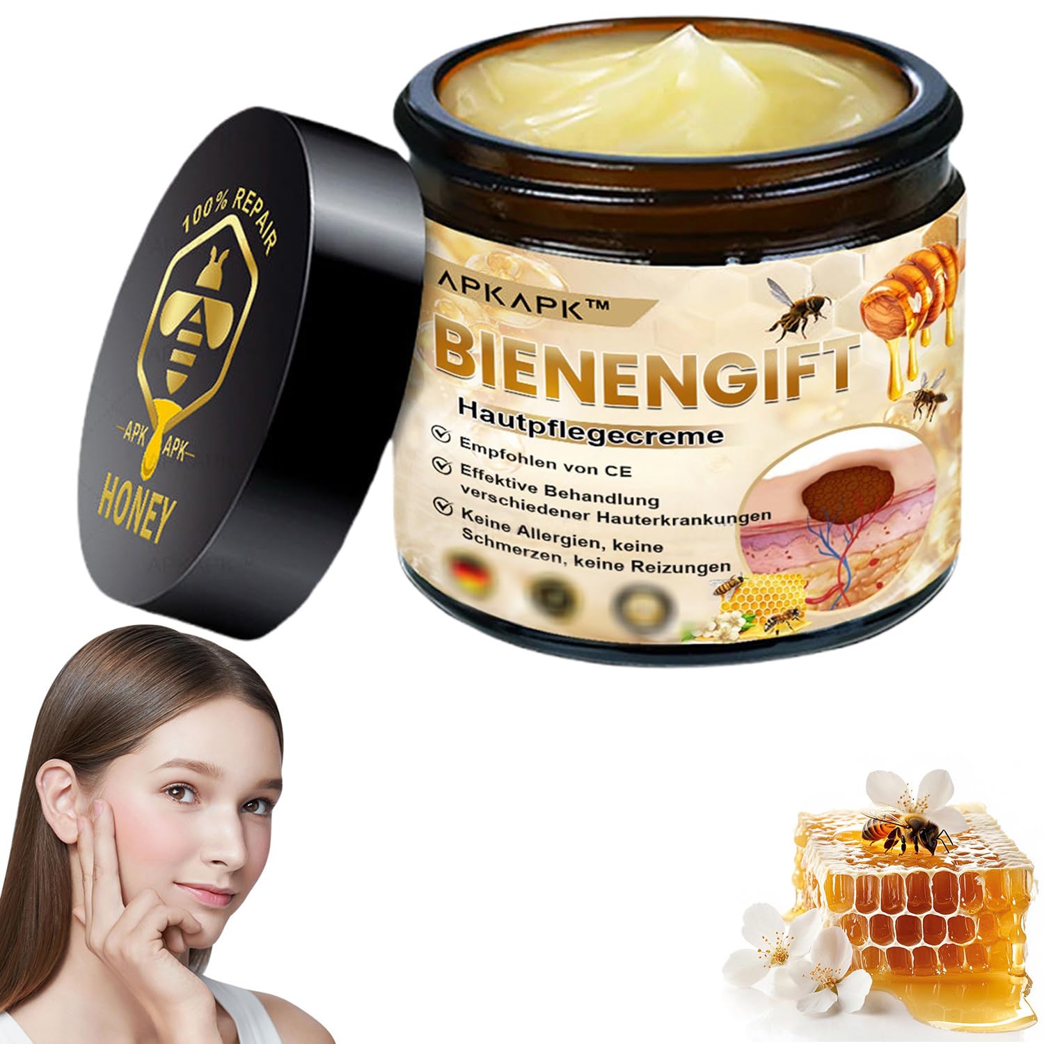 APKAPK Bienengift Creme - Anti-Aging Hautpflege, Natürliche Inhaltsstoffe, Für Alle Hauttypen
