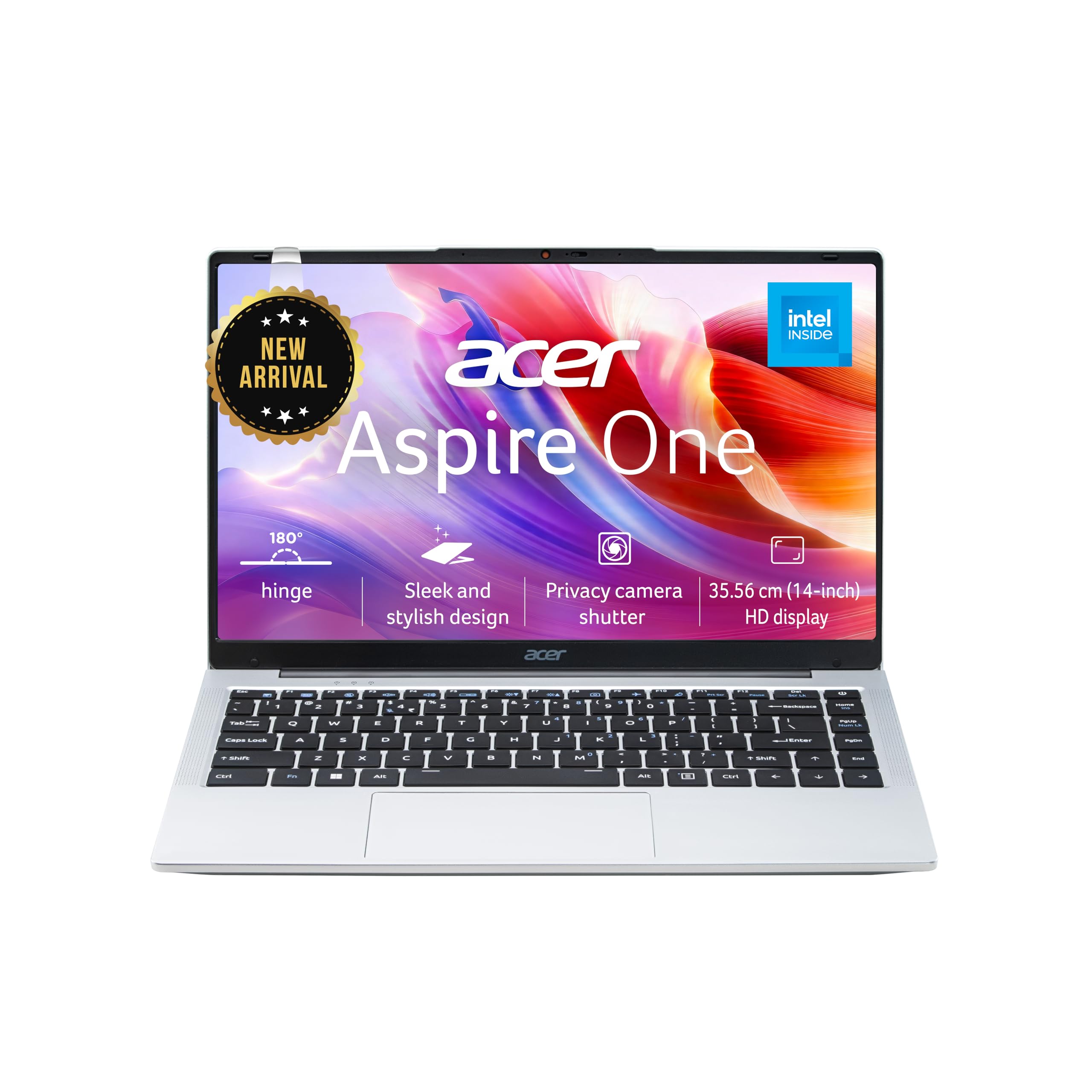 acer Aspire One, Intel Core Celeron N4500, Office 2024 + M365 Basic, 12GB LPDDR4X RAM/ 256GB SSD, 14.0"/35.56cm TN HD Display, Win 11 Home, Pure Silver, 1.3KG, A114-45, Thin and Light Laptop