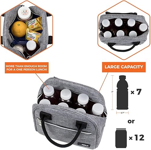 Miniatura 3 de Opux Bolsa de almuerzo para mujer, bolsa térmica para almuerzo, para mujer, niña. Mediana, reutilizable, suave, para escuela, trabajo, oficina