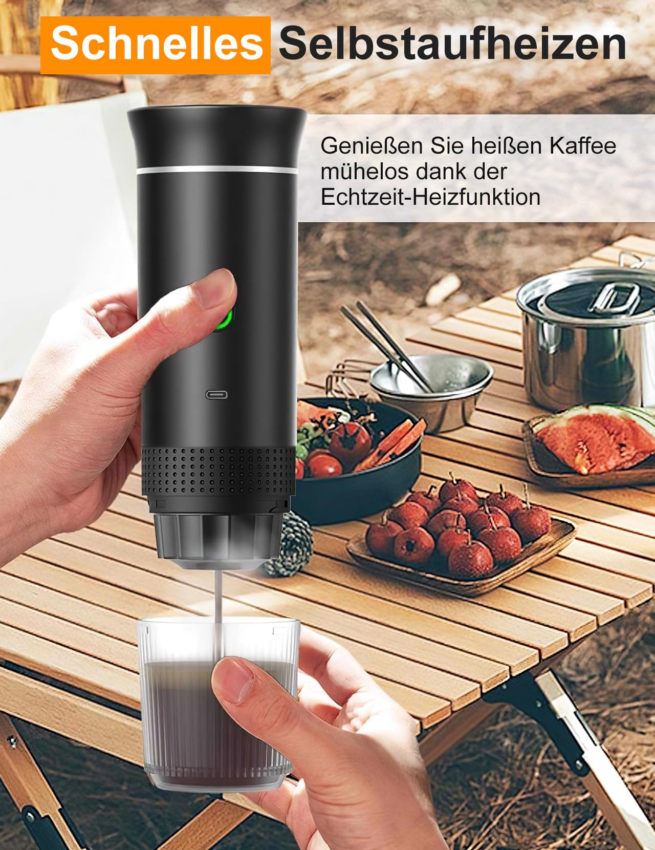 Tragbare Kaffeemaschine, Elektrische Espressomaschine mit Selbsterhitzung