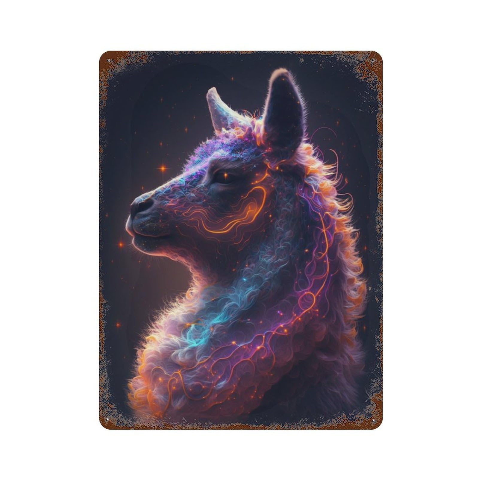 Galaxy Alpaca Llama Meme Rusty Metal Tin Sign 15.7"x11.8", Ideal for Pub, Kitchen And Man Cave Decor
