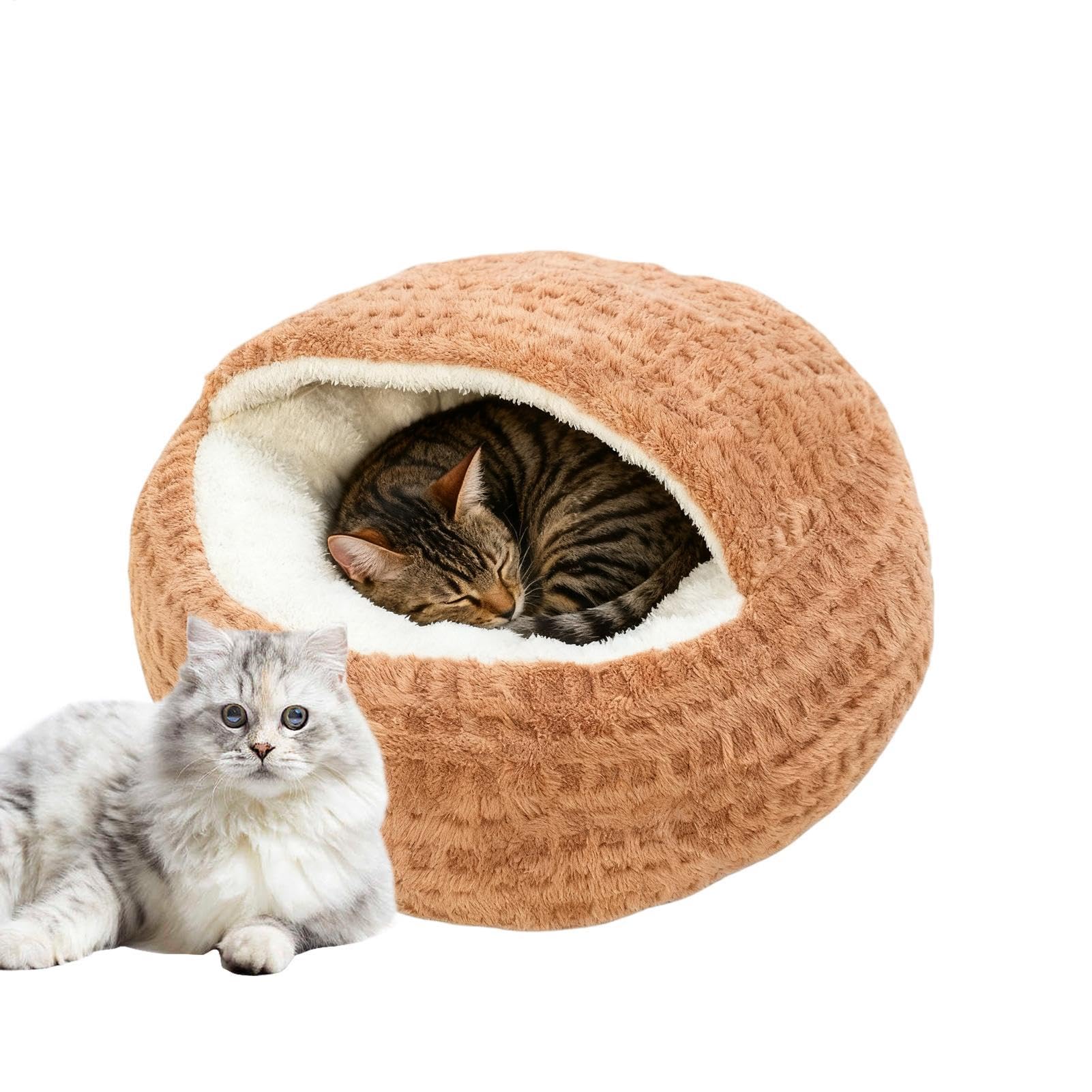 Cueva para gatos relajante para sala de estar con diseño semicerrado protector