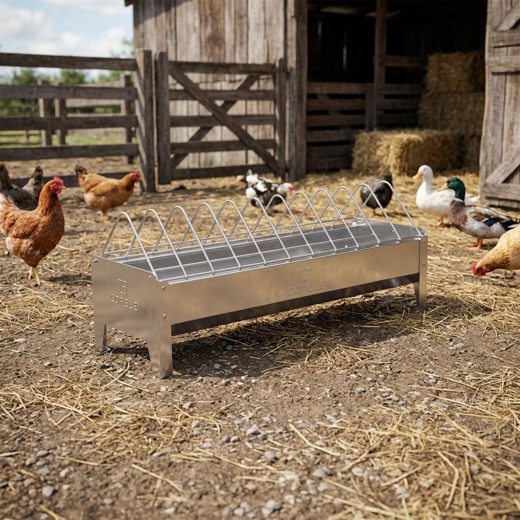 Suinga Comedero para Corral sin Patas | 56x20x25 cm| Uso Exterior | Fácil Limpieza | Ideal Aves de Corral | Alta Capacidad de alimento