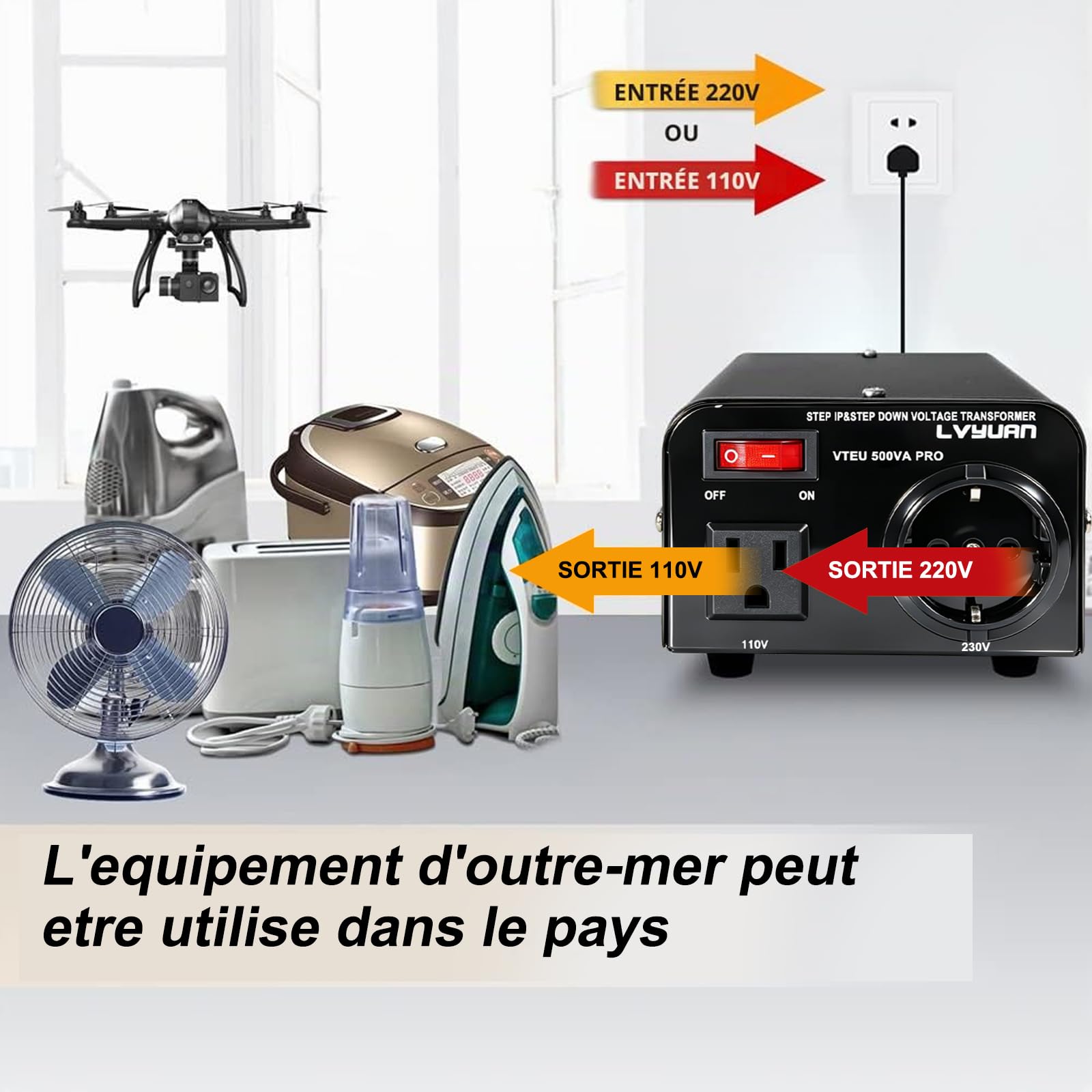 Cantonape Transformateur avec noyau toroïdal, stabilisateur de tension automatique, CA 110V 220V 500W