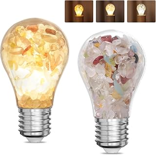 LED Bulbs 5W A19 E26 LED Bulbs 2700K/4000K/6000K Healing Crystal Stone Light Bulbs Non-Dimmable for Sleep/Ambient/Relaxation/Reading Lighting, Table Lamp, Chandeliers, DIY Lamp -2pack
