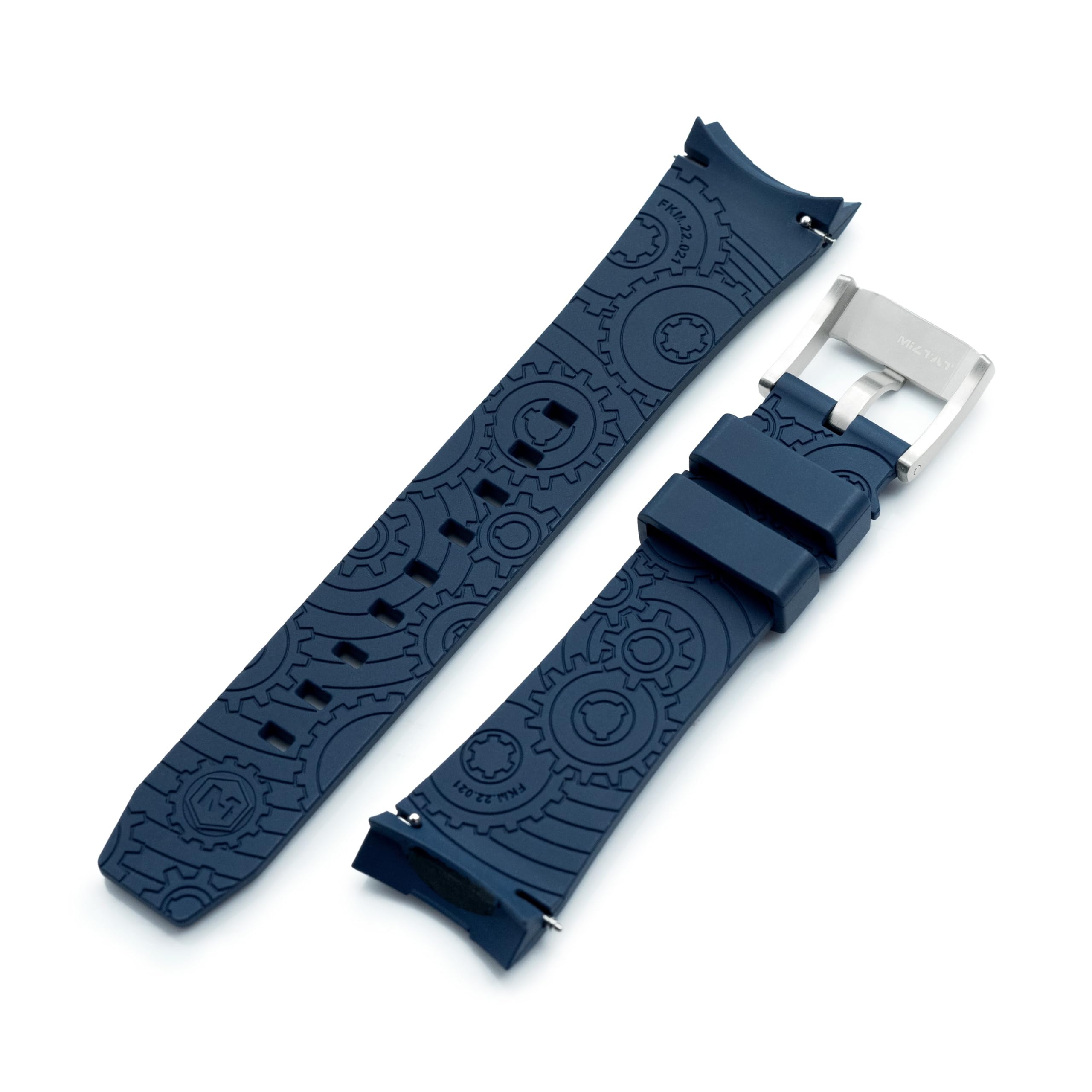MiLTAT Wheels FKM Gummi-Uhrenarmband, kompatibel mit Orient Kamasu, Schnellverschluss, 22 mm, Marineblau