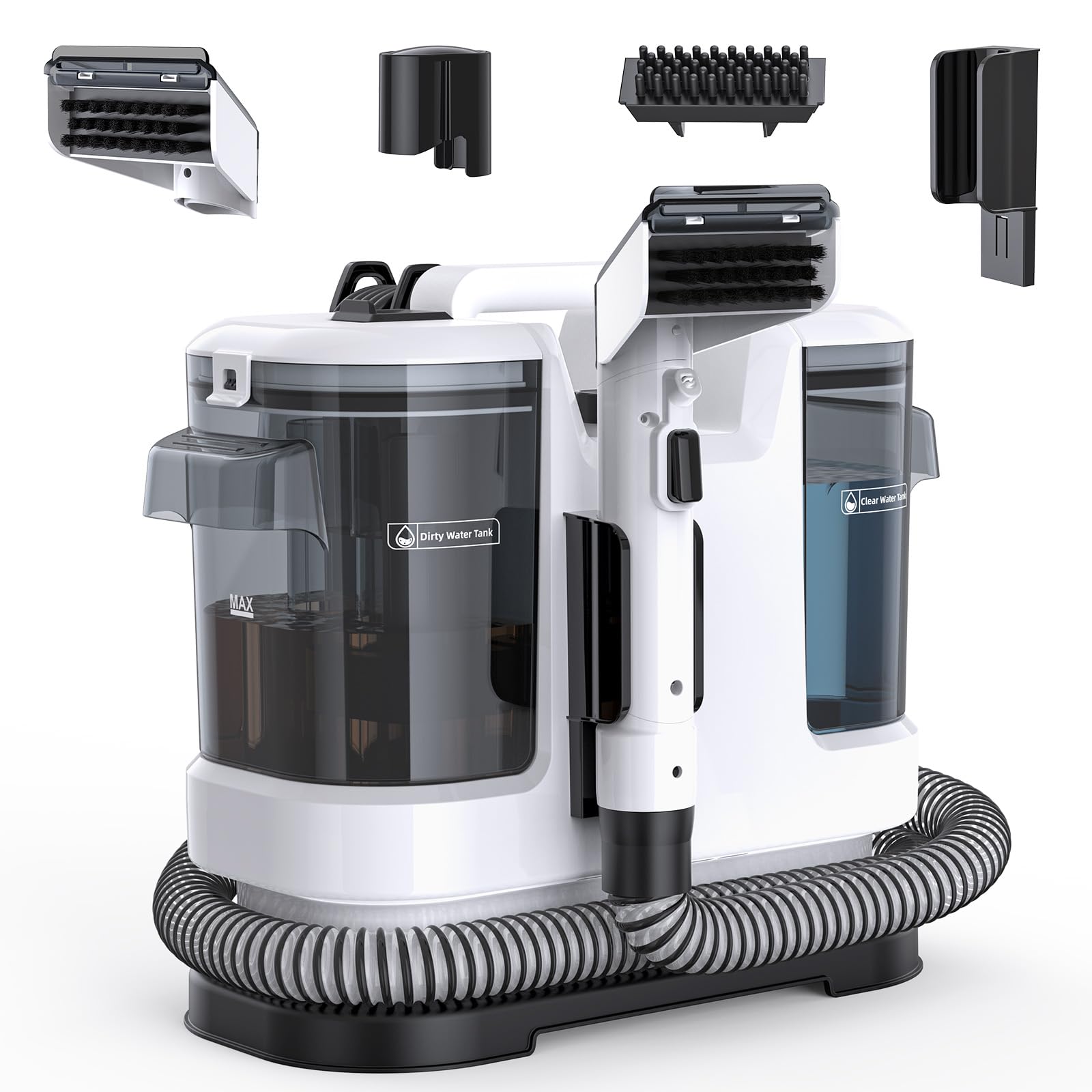 Lubluelu Nasssauger Polsterreiniger Gerät, 550 W - 14 kPa Teppichreiniger Waschsauger, tragbares Teppich-Reinigungsgerät mit Selbstreinigung und langem Schlauch für Teppiche, Sofas & Auto-Innenräume