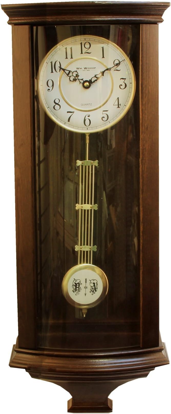 Wm Widdop Wooden Pendulum Wall Clock Arabic Numbers